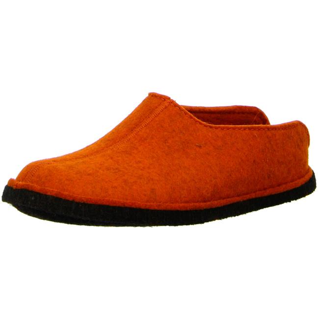 Haflinger Slippers orange female Sandals Clogs Wool felt Flair Smily - Bartel-Shop