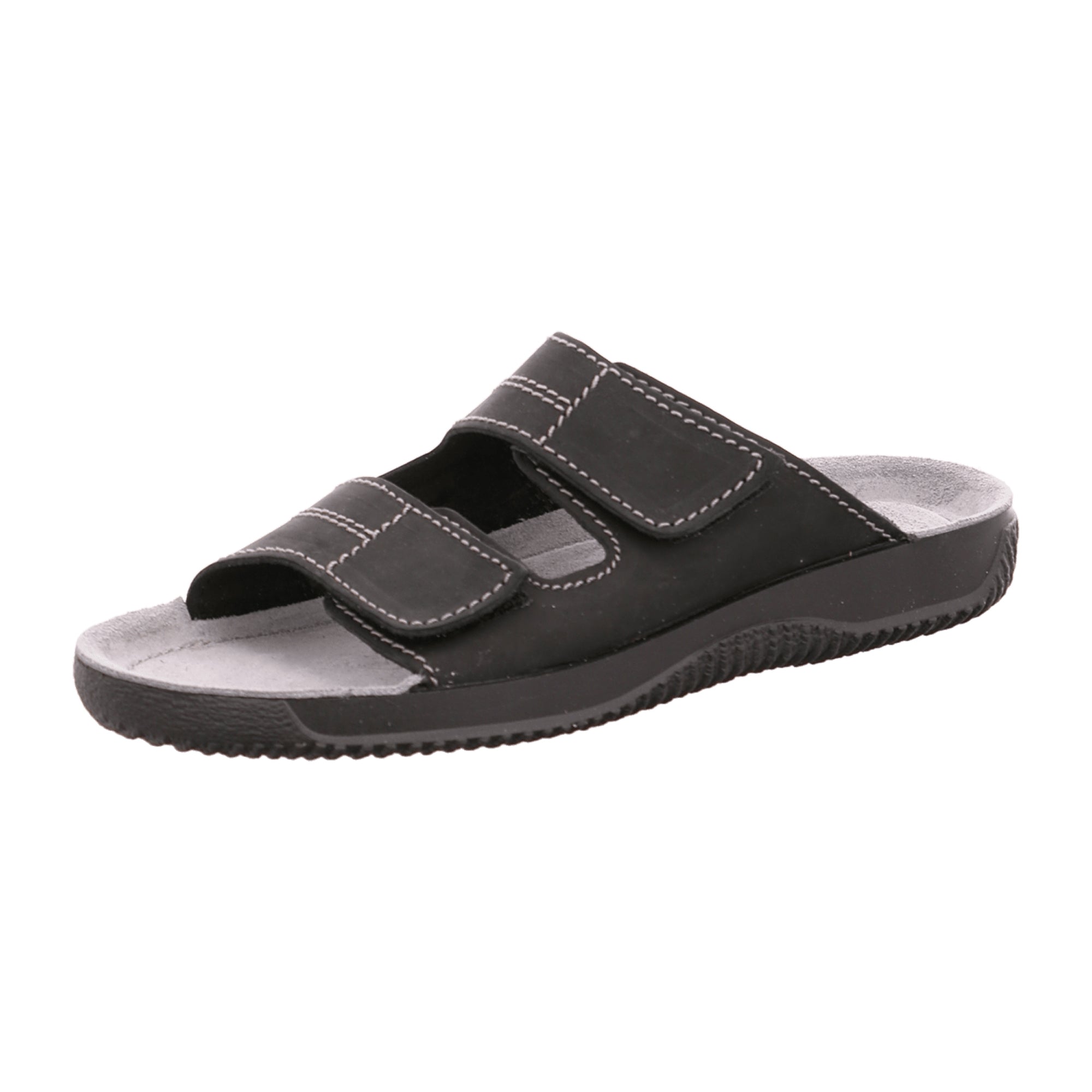 Rohde Comfortable Men's Sandals Black Nubuck Leather Open Toe Flat Heel