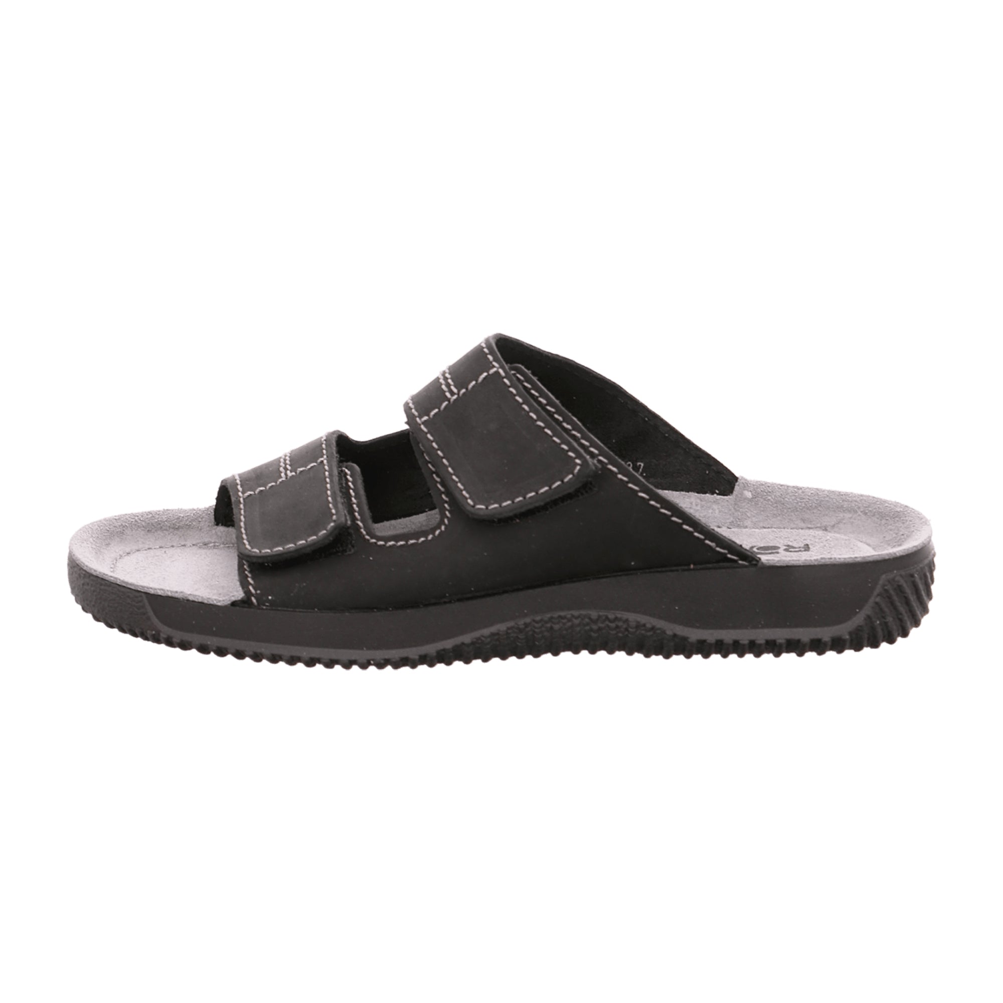 Rohde Comfortable Men's Sandals Black Nubuck Leather Open Toe Flat Heel