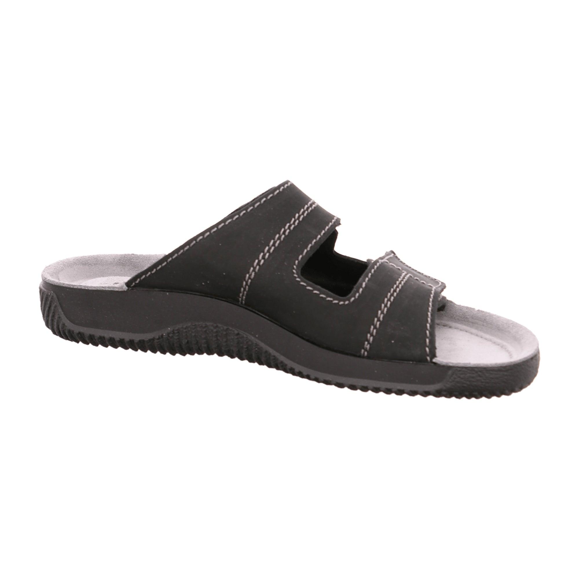 Rohde Comfortable Men's Sandals Black Nubuck Leather Open Toe Flat Heel