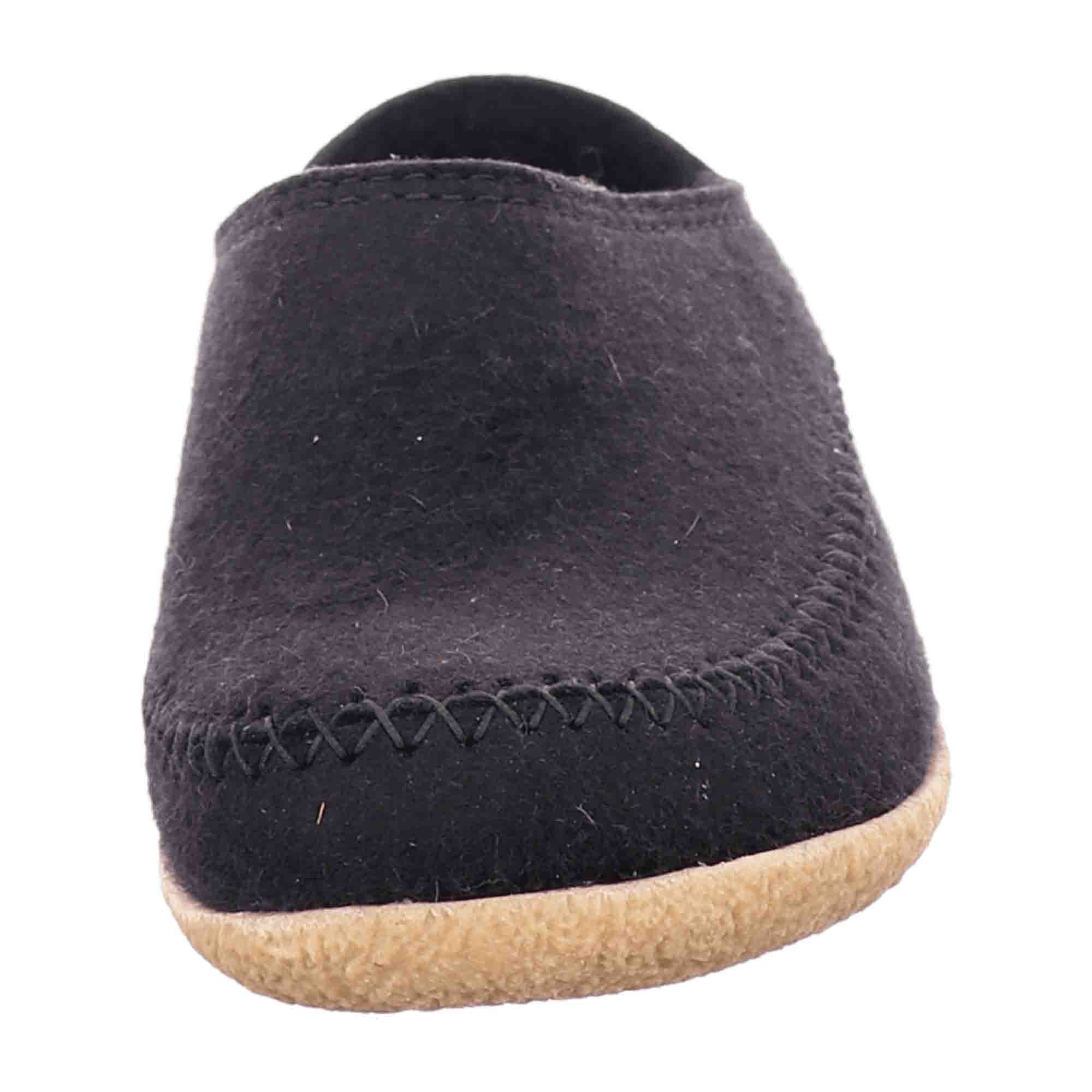 Haflinger Men's Slippers - Durable & Stylish Black Wool Comfort