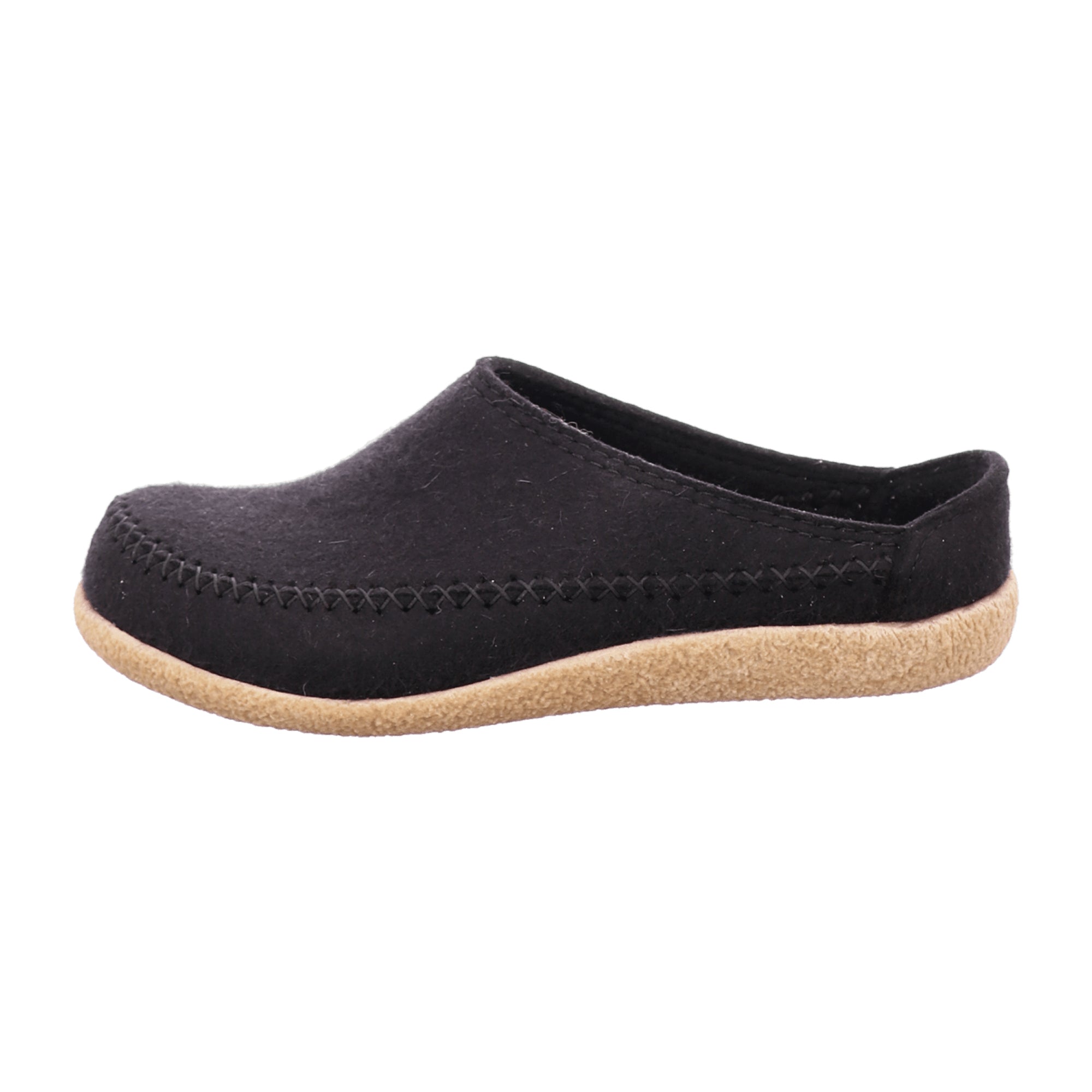 Haflinger Men's Slippers - Durable & Stylish Black Wool Comfort