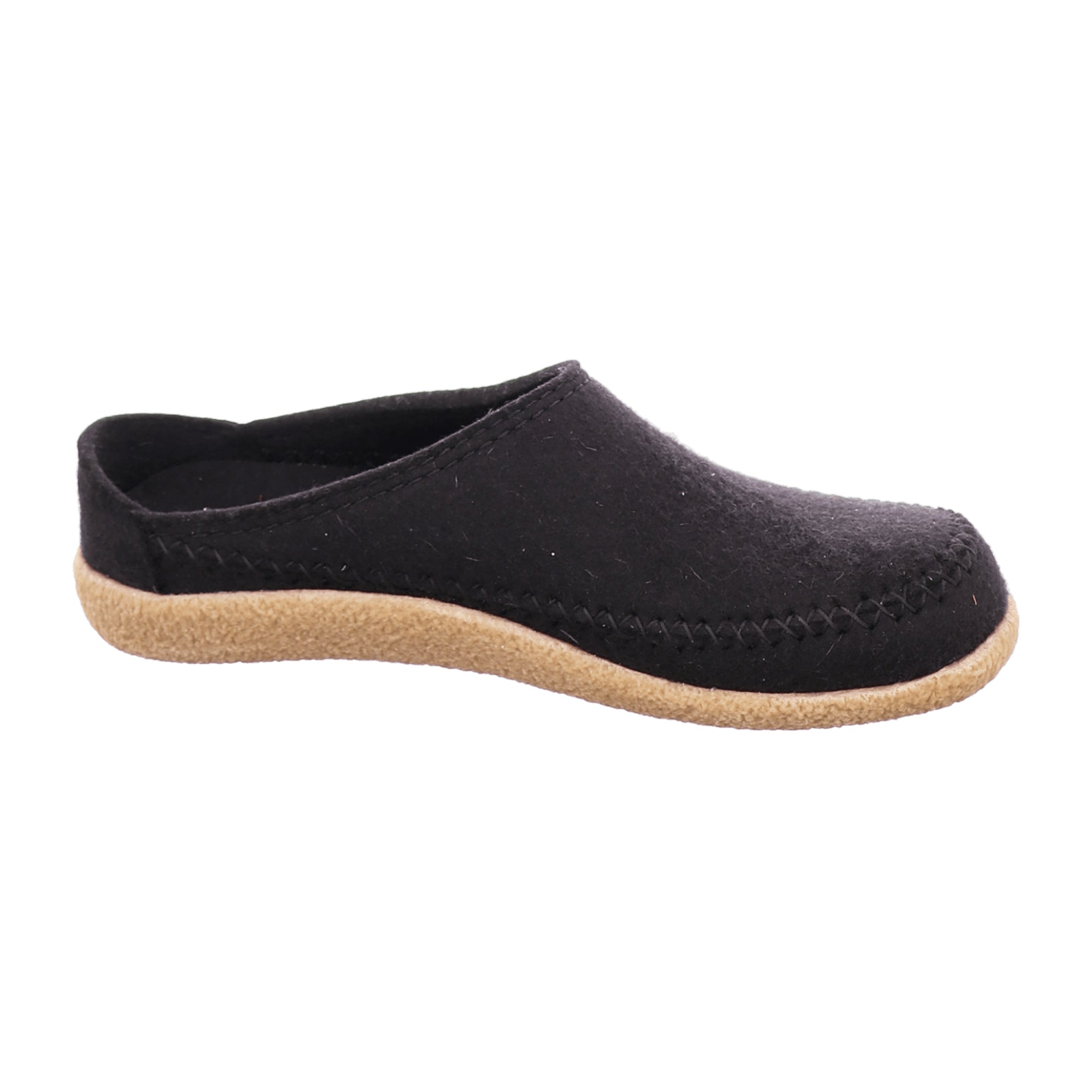 Haflinger Men's Slippers - Durable & Stylish Black Wool Comfort
