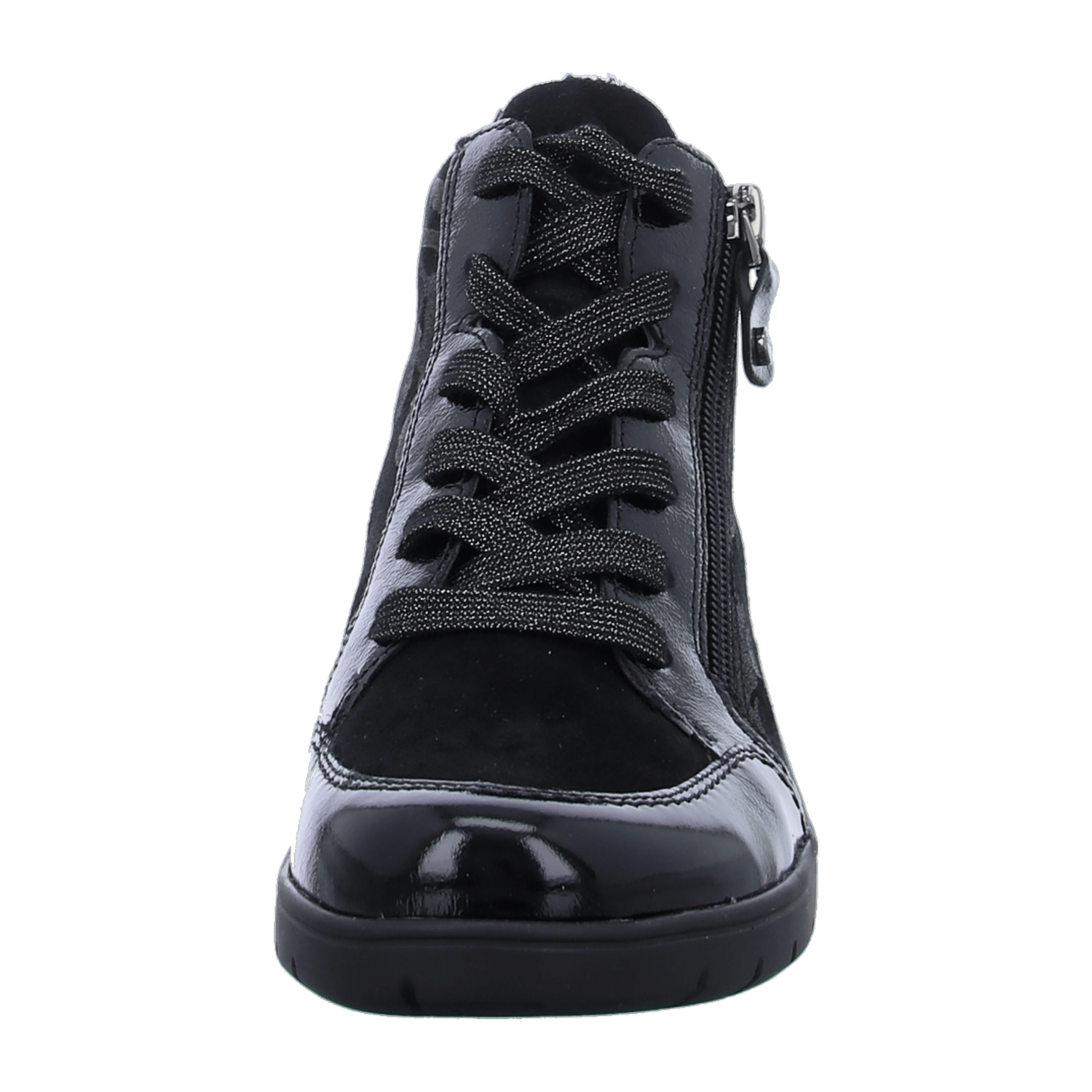 ARA Meran Women's Lace-Up Ankle Boots, Modern Round Toe, Side Zipper, Cold-Weather Lined, Black