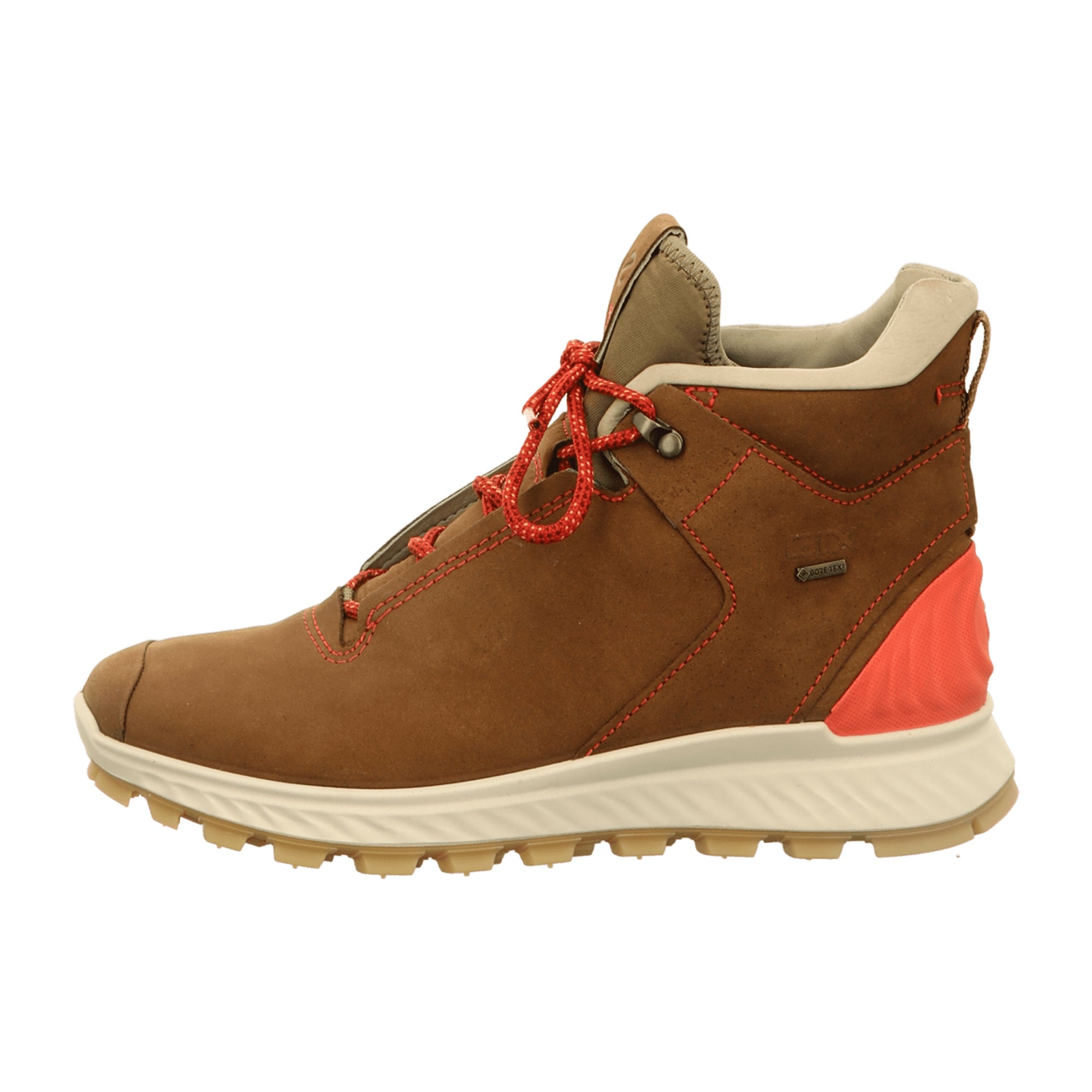 ECCO EXOSTRIKE Women's Lace-Up Ankle Boots in Brown Yak Leather with Gore-Tex