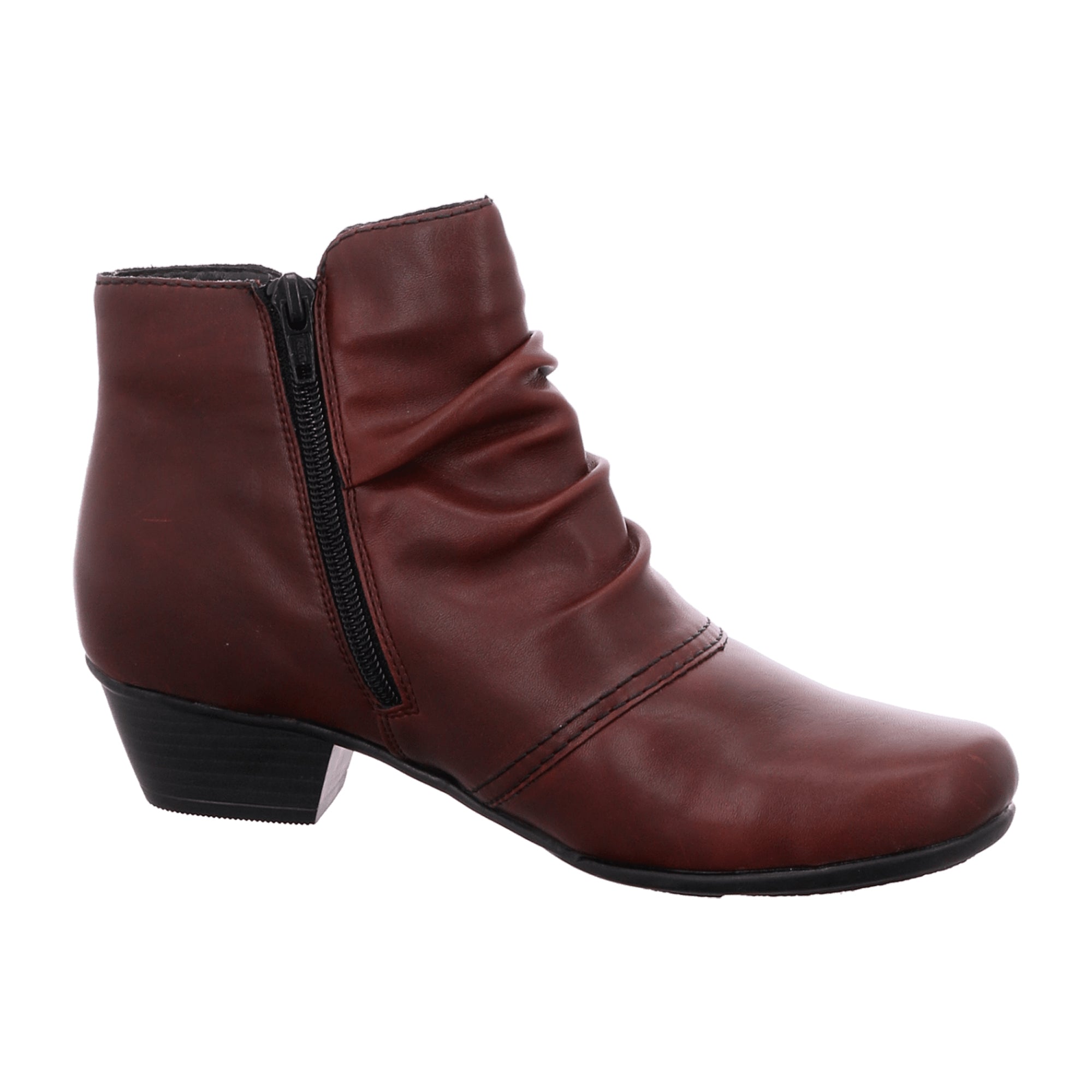 Rieker Women's Red Ankle Boots with Warm Lining and Zip Closure