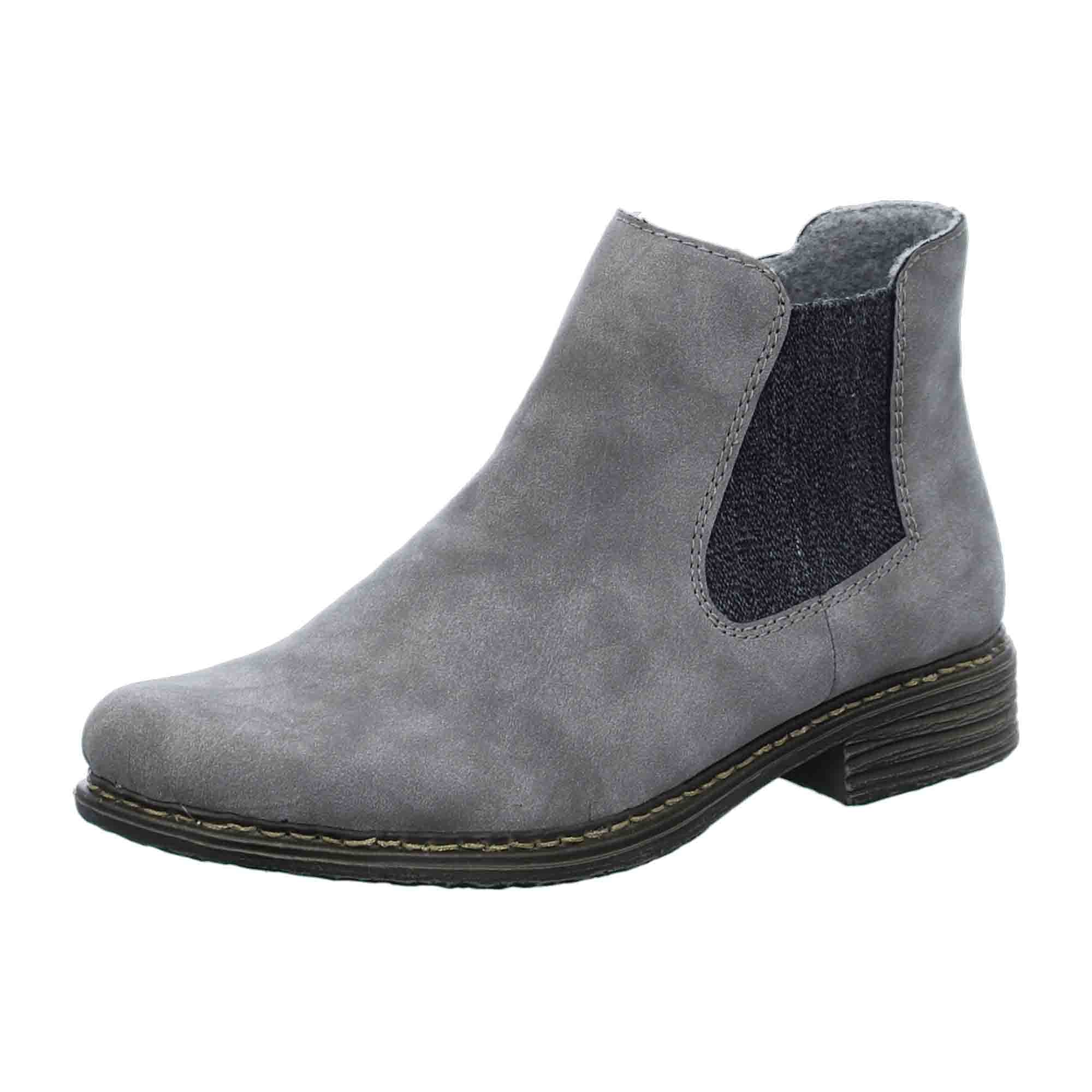 Rieker Women's Gray Chelsea Boots with Zipper and Elastic Panel for Comfort