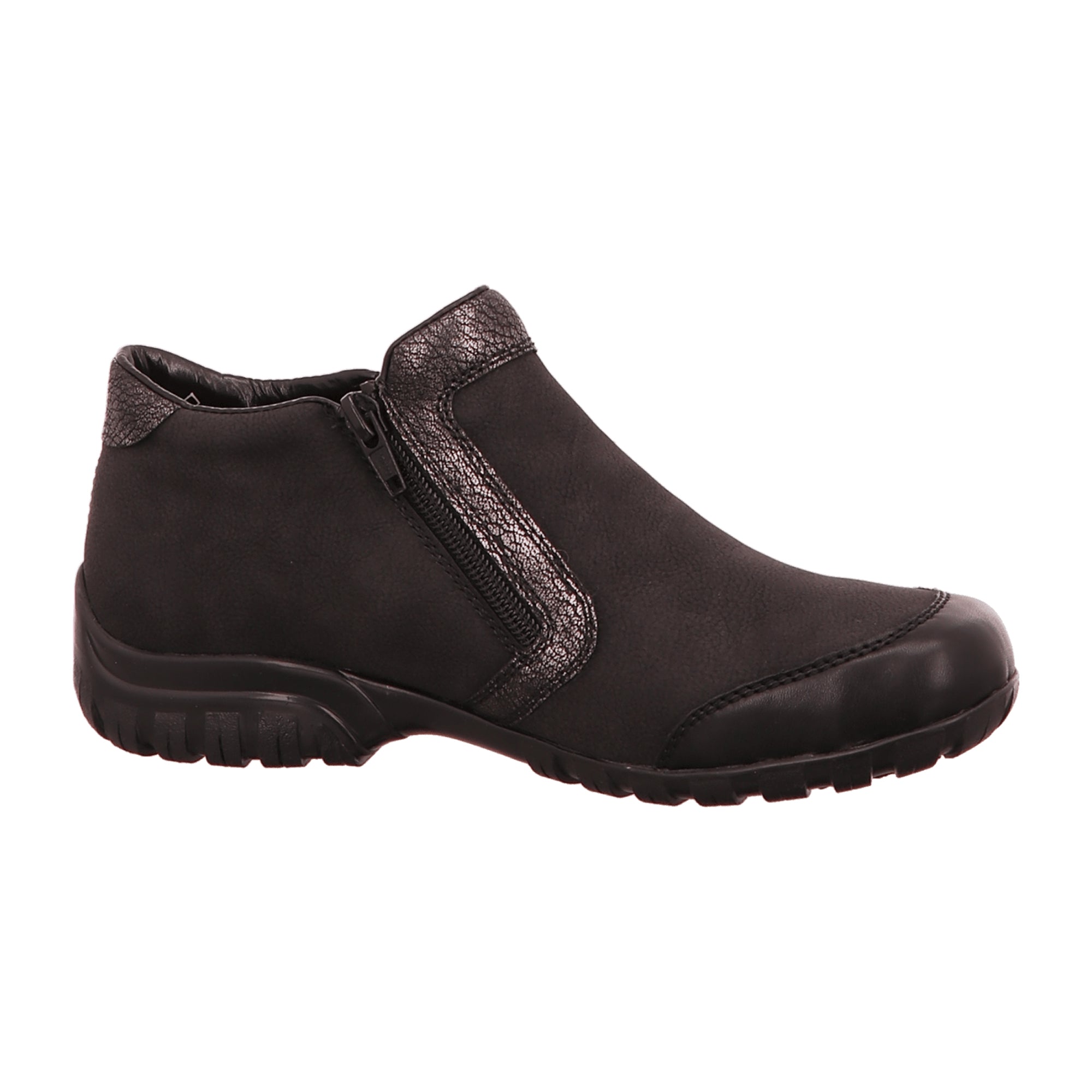 Rieker Black Ankle Boots for Women with Zipper and Warm Lining
