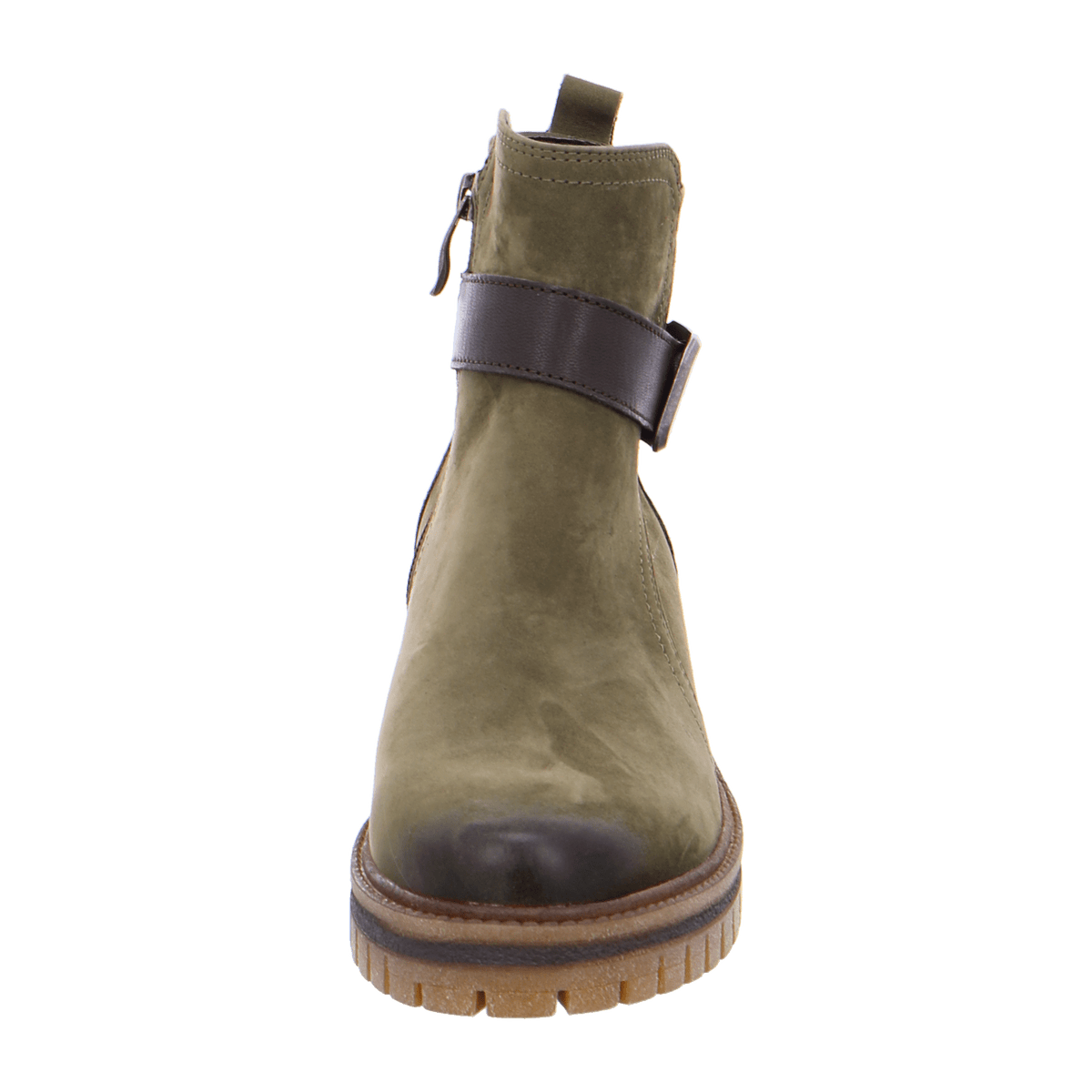 ARA JACKSON Women's Ankle Boot in Green Nubuck Leather with Zipper and Round Toe - Bartel-Shop