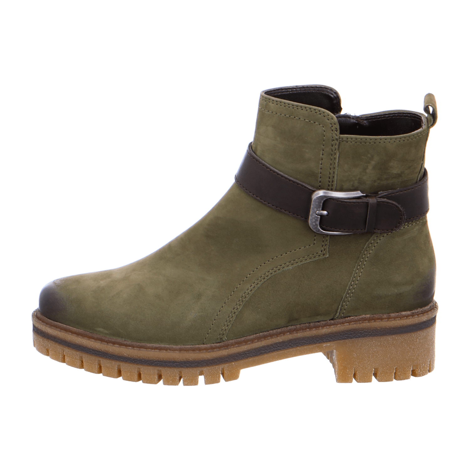 ARA JACKSON Women's Ankle Boot in Green Nubuck Leather with Zipper and Round Toe - Bartel-Shop