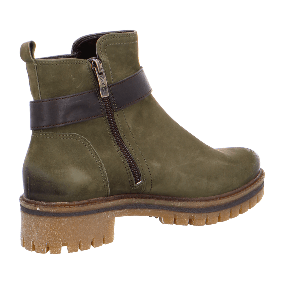 ARA JACKSON Women's Ankle Boot in Green Nubuck Leather with Zipper and Round Toe - Bartel-Shop
