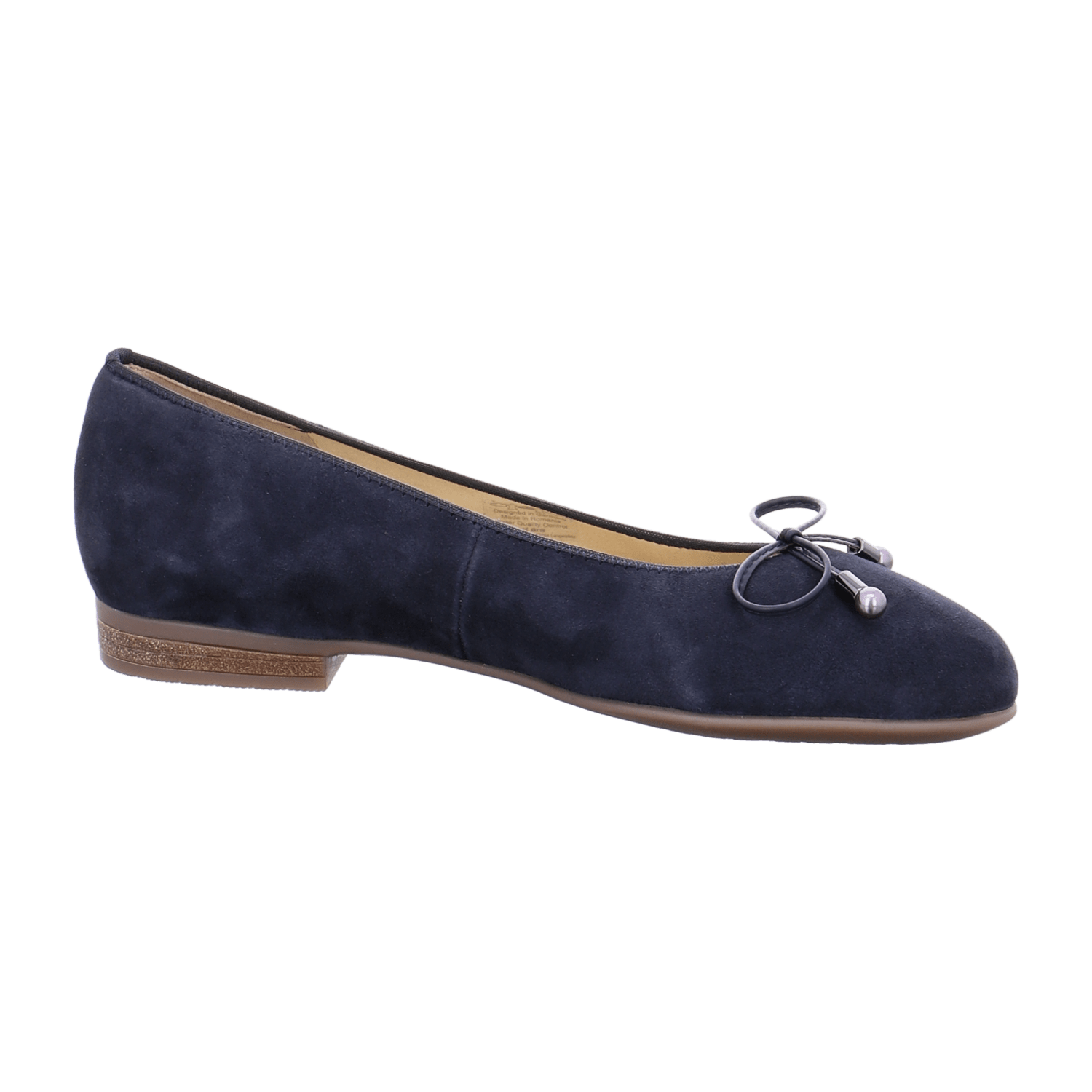 ARA SARDINIA Women's Suede Ballet Flats in Blue with Round Toe and Rubber Sole