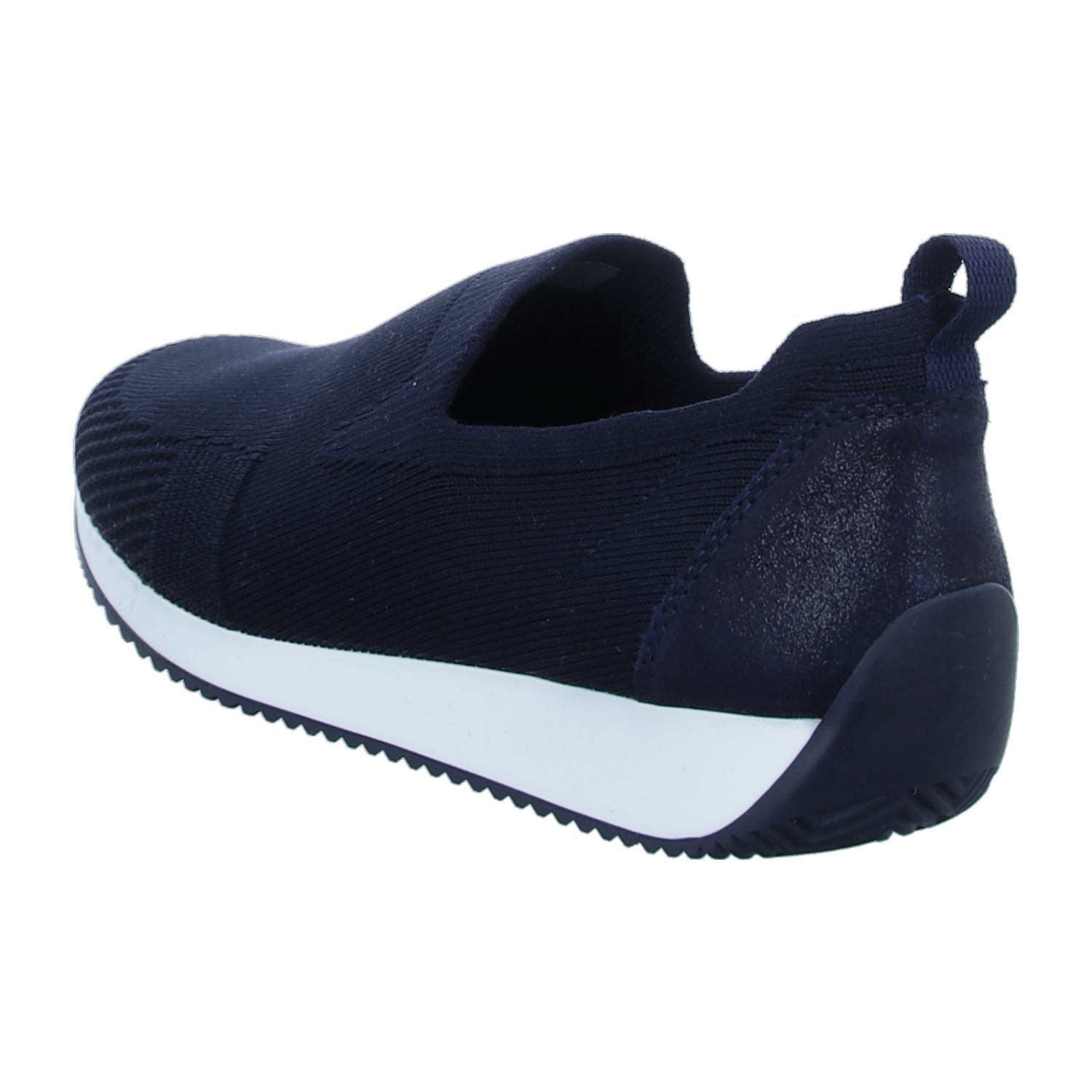ARA LISBON Women's Slip-On Loafers in Blue, Smooth Leather with Round Toe and Synthetic Sole