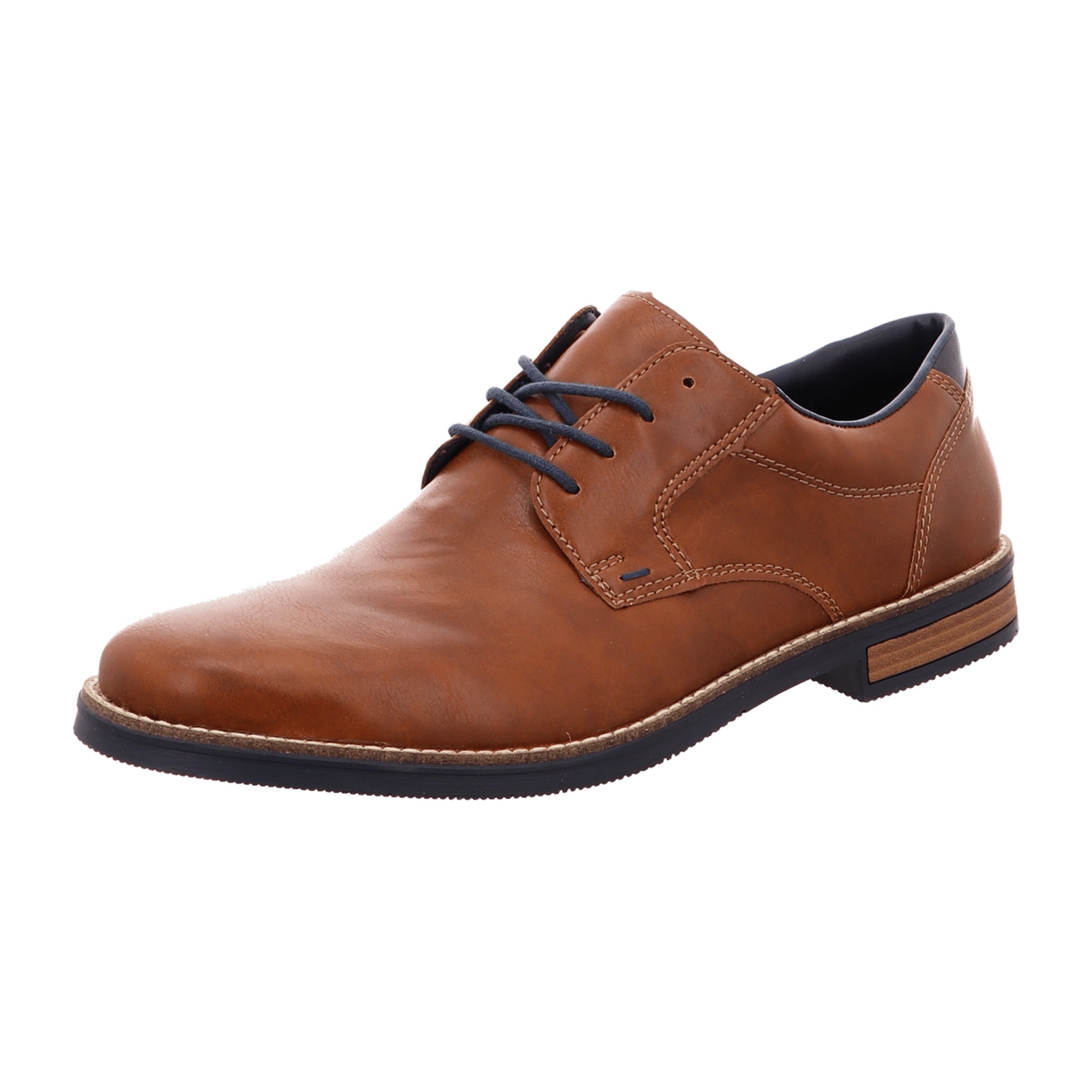 Rieker Brown Lace-Up Shoes with Blue Laces, Synthetic Leather, Comfortable Sole