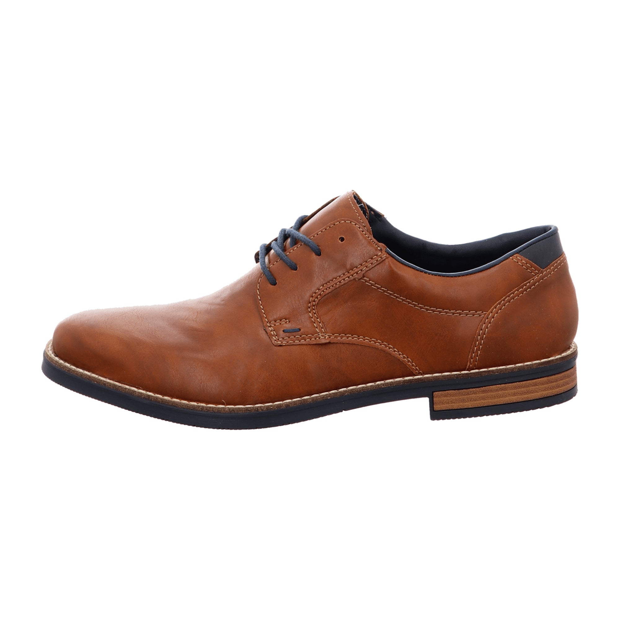 Rieker Brown Lace-Up Shoes with Blue Laces, Synthetic Leather, Comfortable Sole