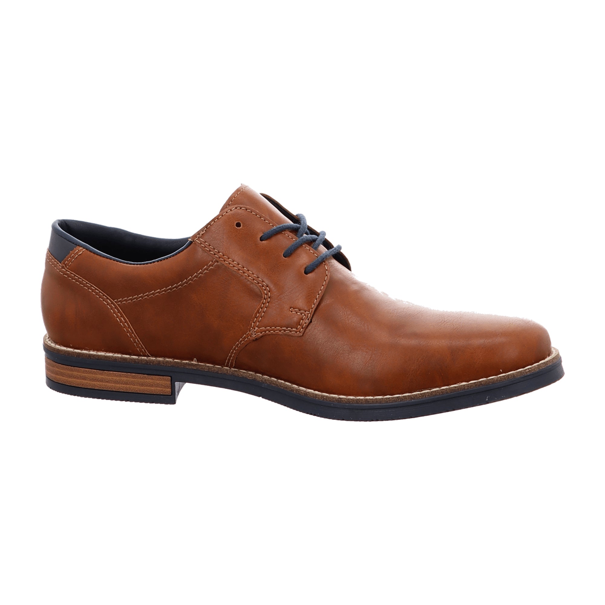 Rieker Brown Lace-Up Shoes with Blue Laces, Synthetic Leather, Comfortable Sole - Bartel-Shop