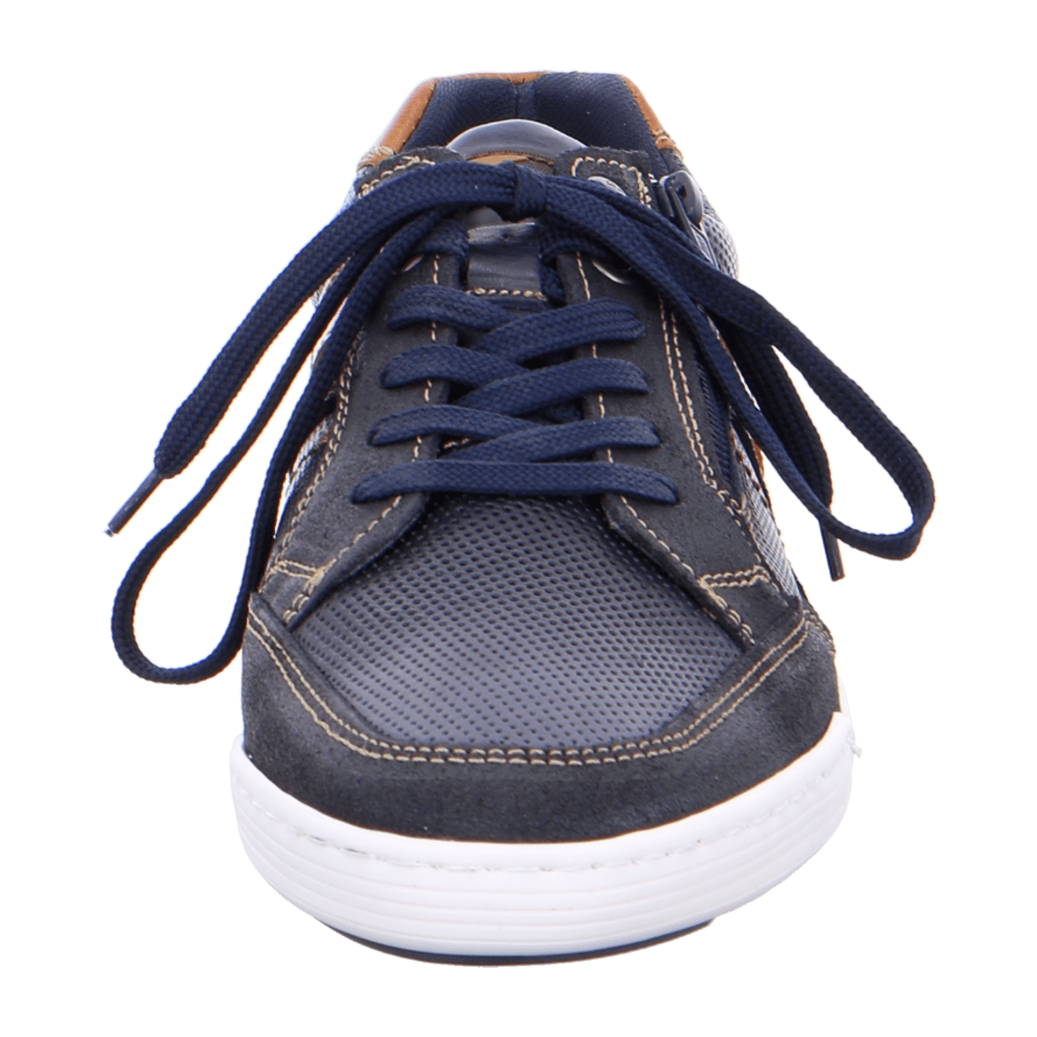 ARA TORBEN Men's Blue Smooth Leather Lace-Up Shoes with Mesh Lining and Synthetic Sole