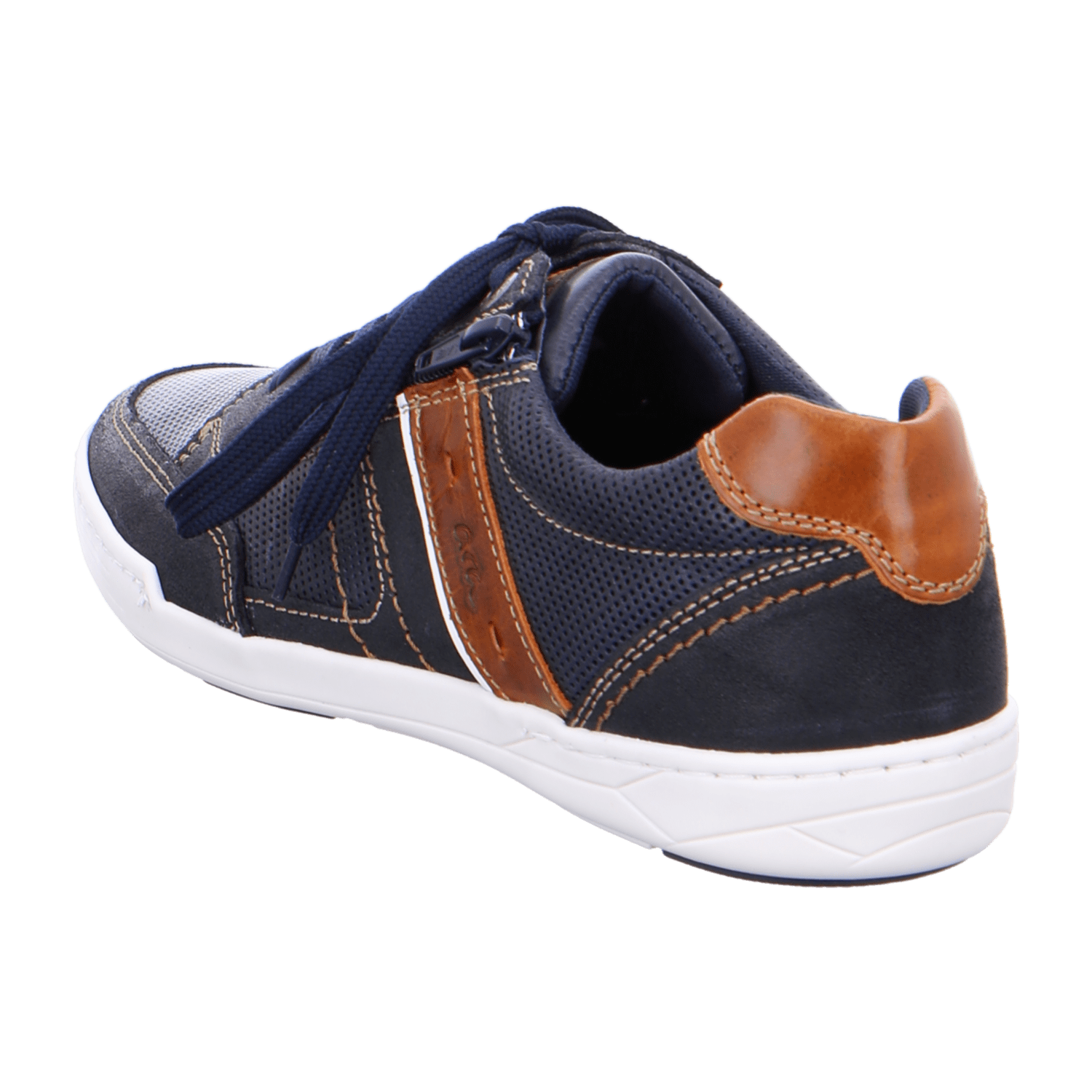 ARA TORBEN Men's Blue Smooth Leather Lace-Up Shoes with Mesh Lining and Synthetic Sole