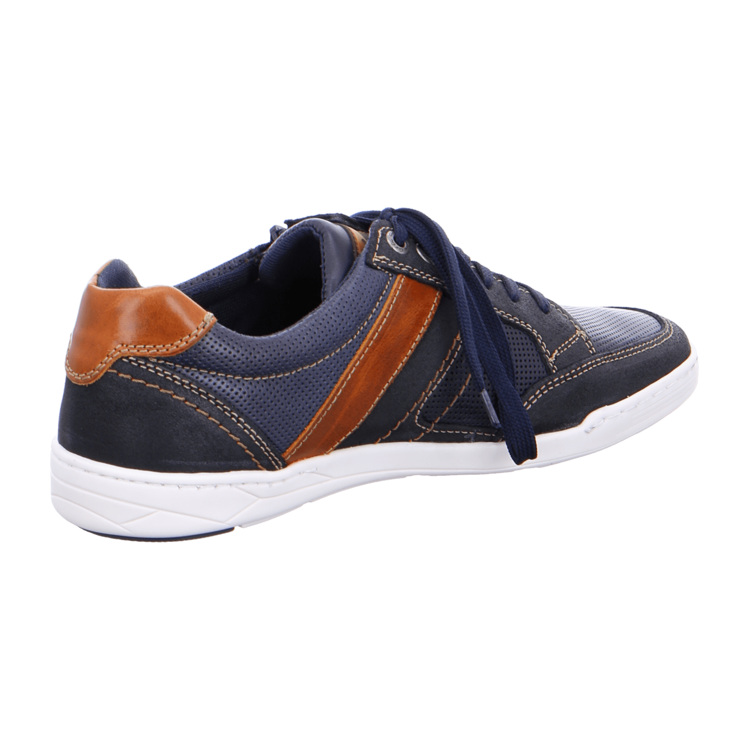 ARA TORBEN Men's Blue Smooth Leather Lace-Up Shoes with Mesh Lining and Synthetic Sole