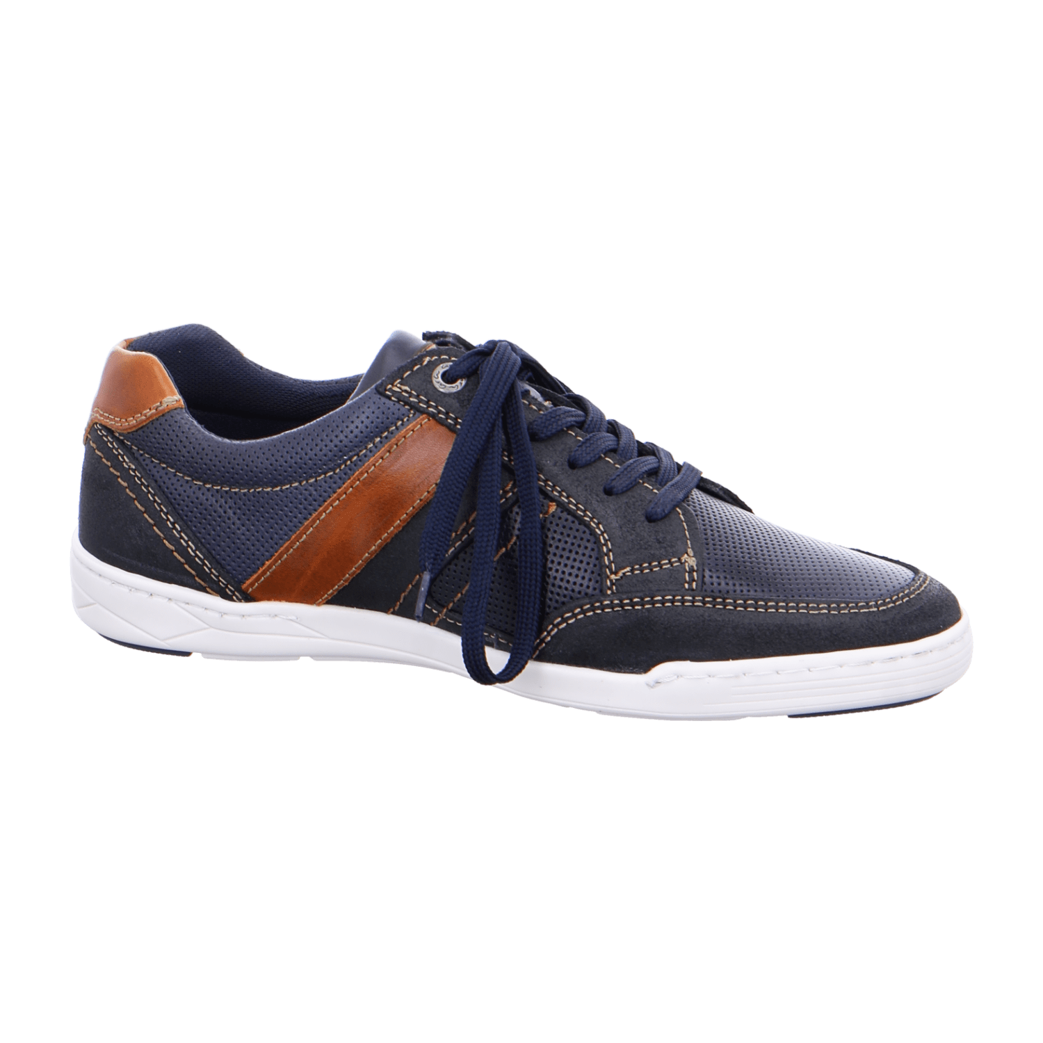 ARA TORBEN Men's Blue Smooth Leather Lace-Up Shoes with Mesh Lining and Synthetic Sole