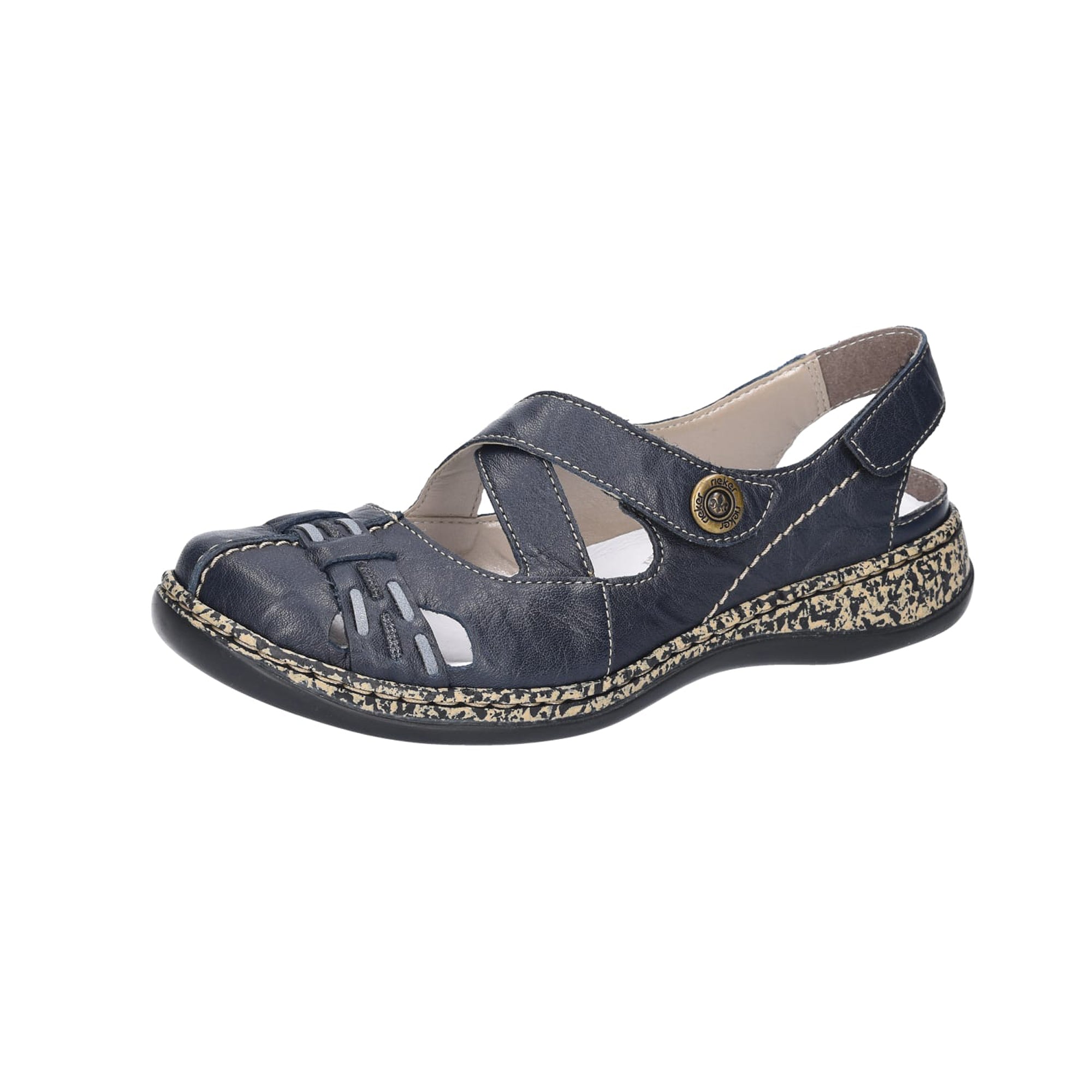 Rieker Women's Blue Slingback Sandals with Velcro Closure and Cushioned Sole