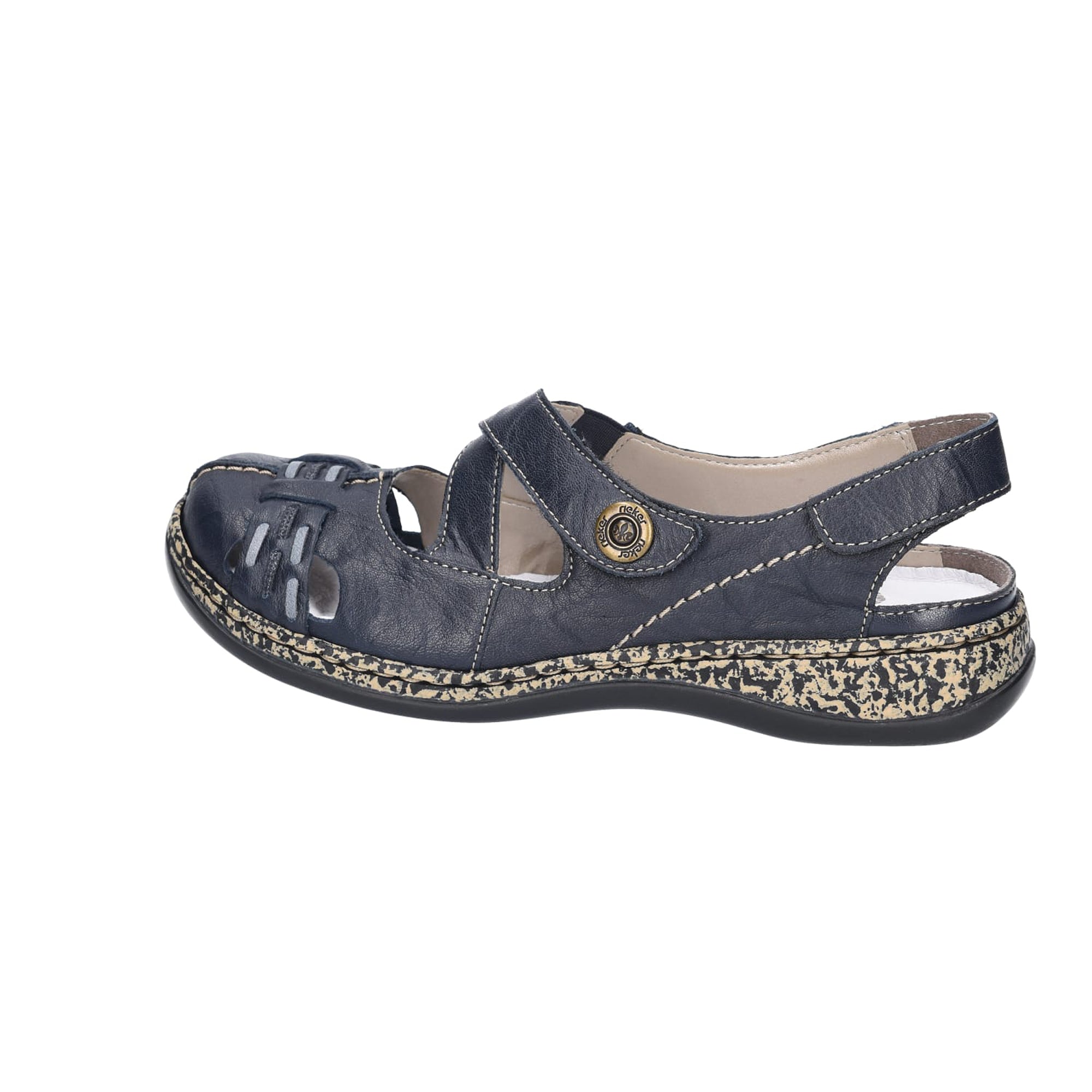 Rieker Women's Blue Slingback Sandals with Velcro Closure and Cushioned Sole