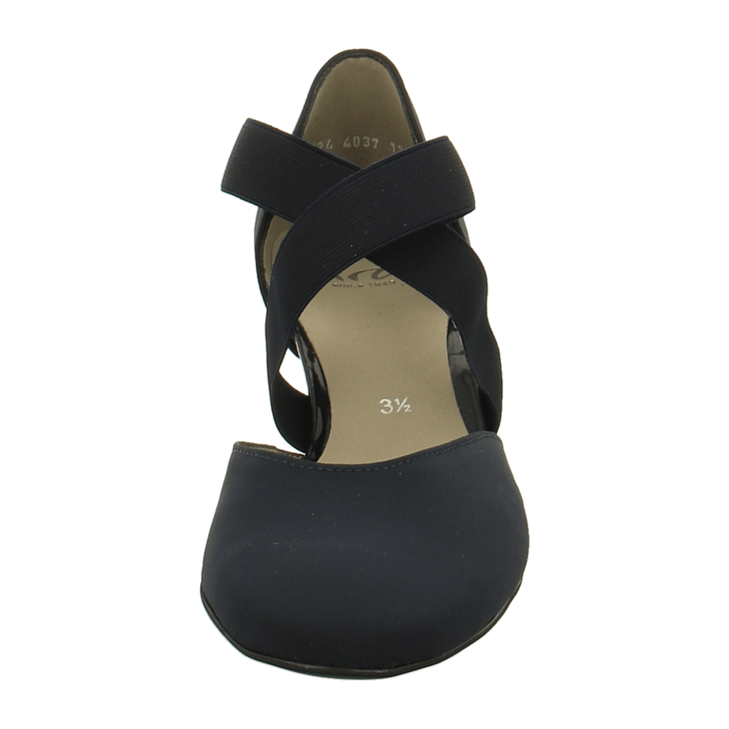 ARA Comfortable Women's Pumps in Smooth Blue Leather with Ankle Strap and Round Toe