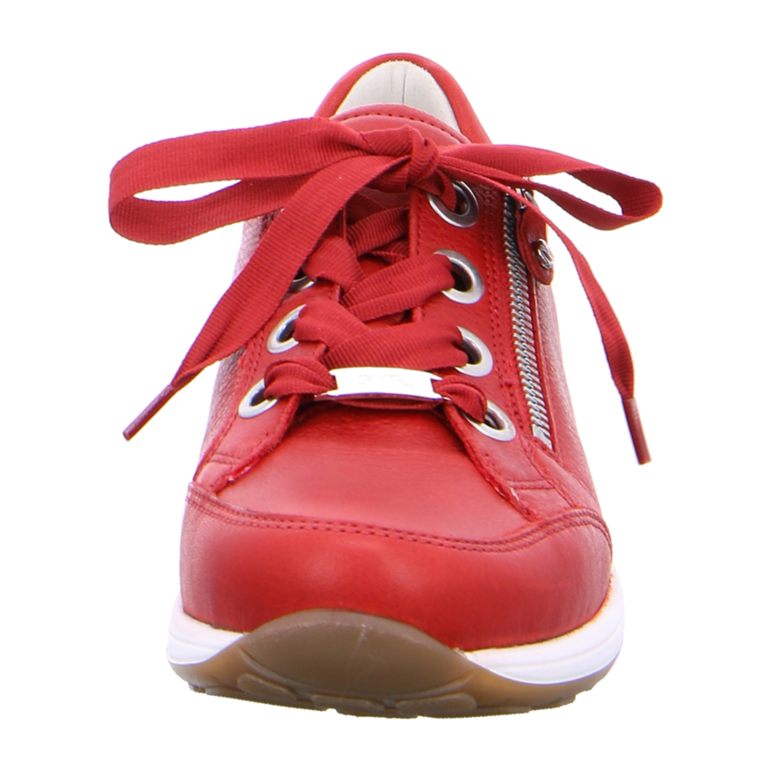 ARA Red Women's T-Bar Lace-Up Shoes in Smooth Leather with Closed Toe and Cold-Weather Lined Interior in Red
