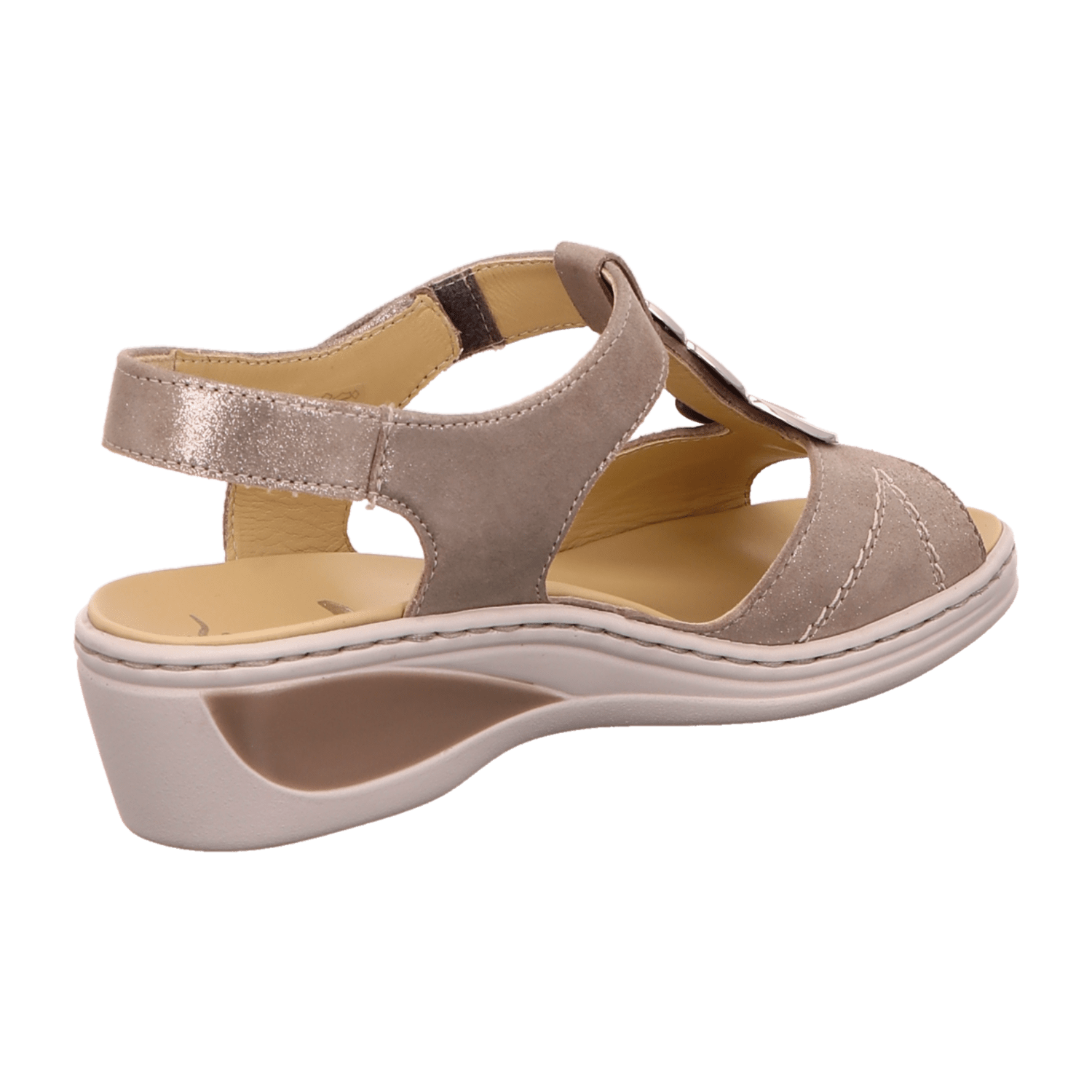 ARA COLMAR Women's T-Bar Leather Sandals in Beige with Hook-and-Loop Fastening - Bartel-Shop