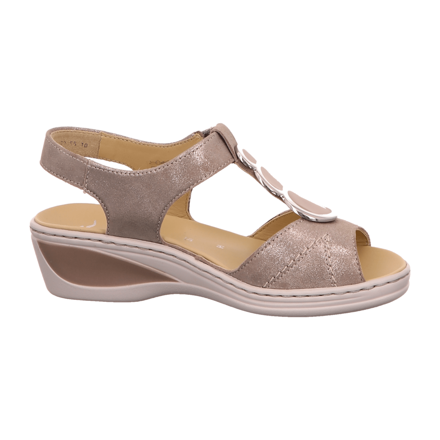 ARA COLMAR Women's T-Bar Leather Sandals in Beige with Hook-and-Loop Fastening - Bartel-Shop