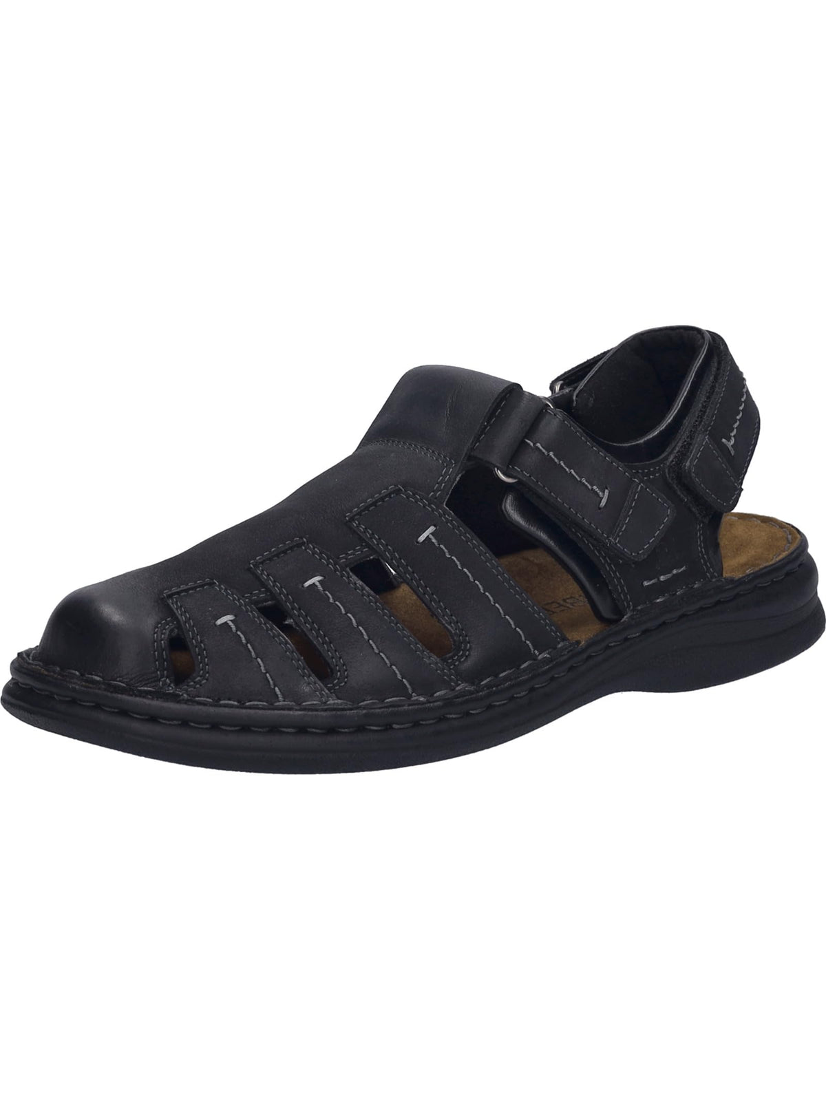 Josef Seibel Men Sandals Max 92 Black Leather Size 43 EU Open Toe