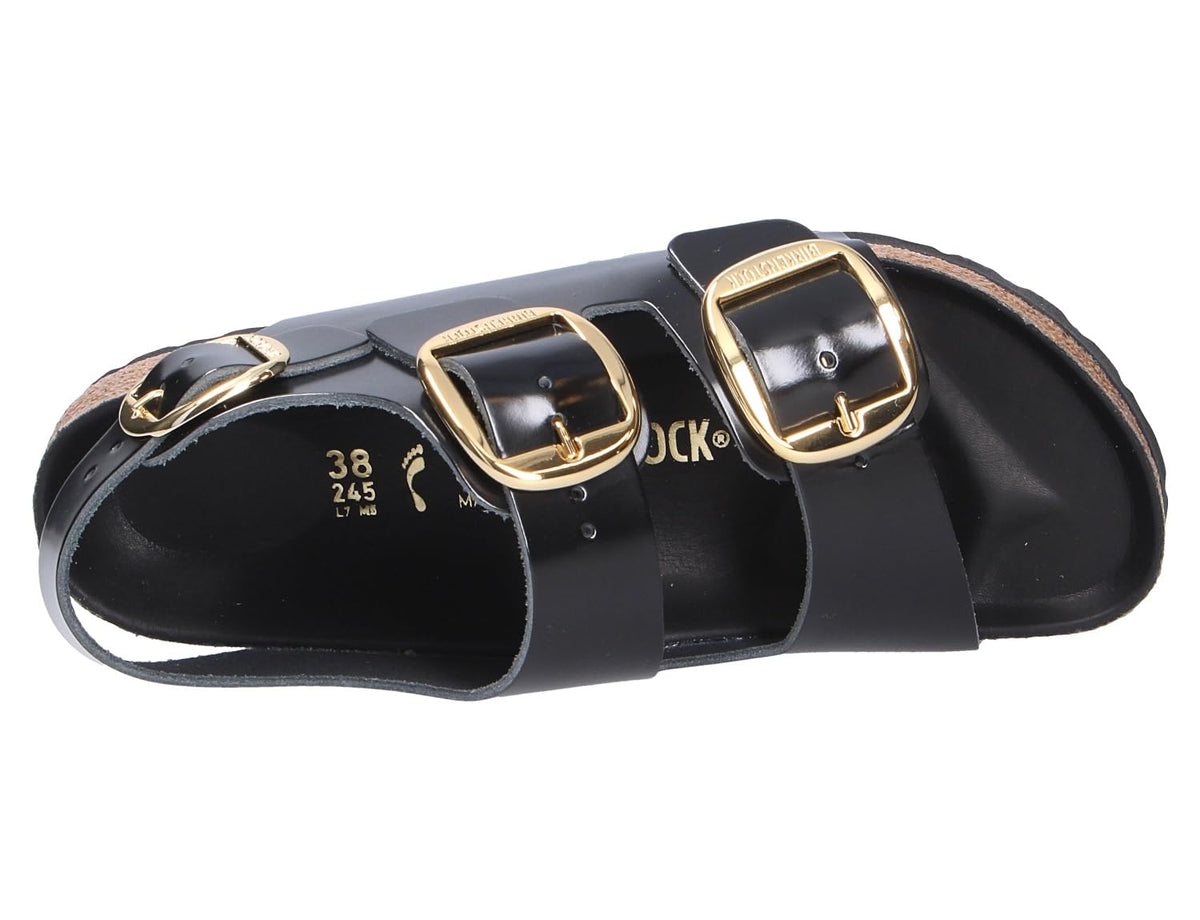 Birkenstock Milano Big Buckle Natural Black 39 Sandals Leather Black High Shine