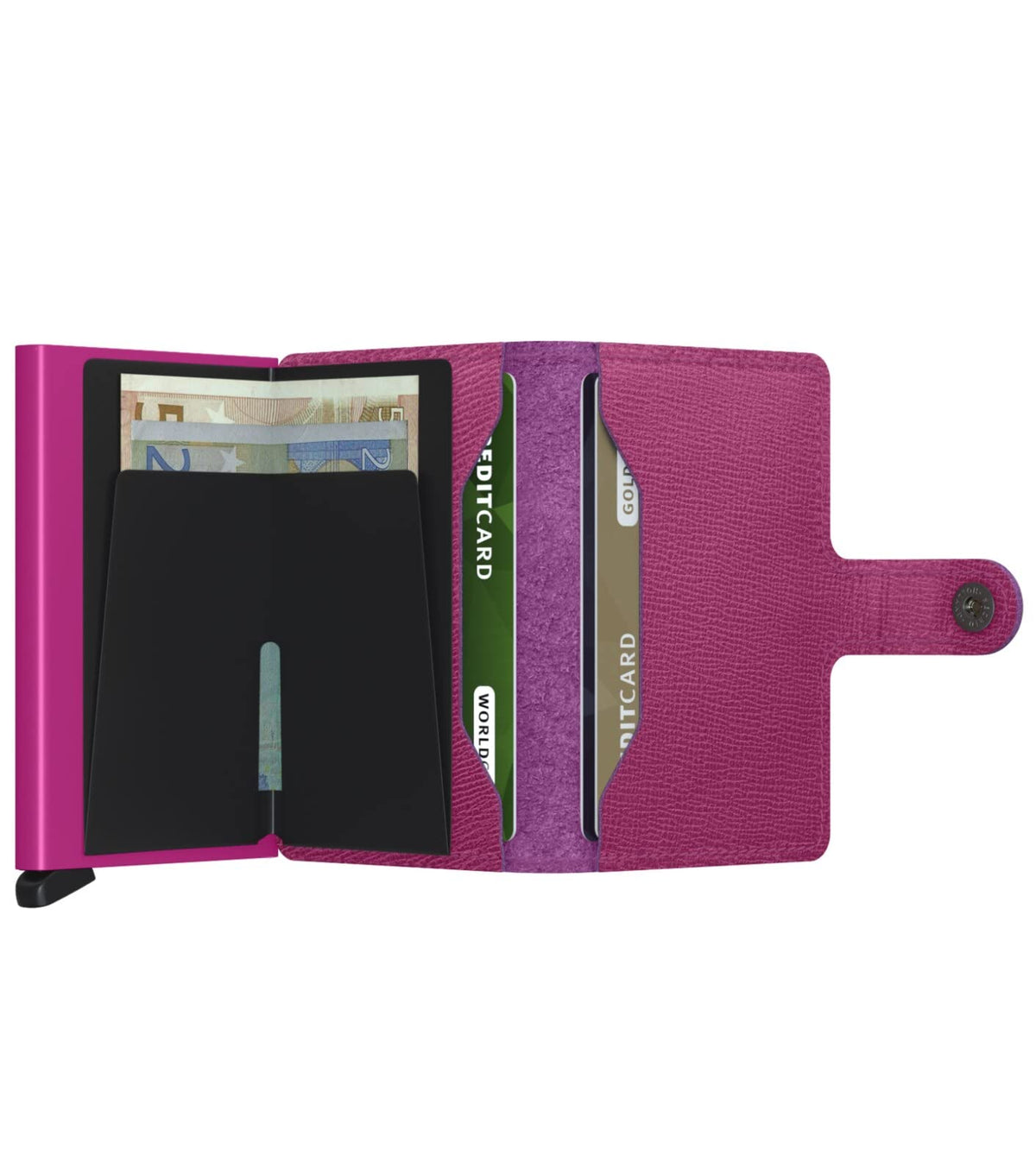 Secrid Miniwallet Crispule RFID Wallet - Fuchsia Faux Leather