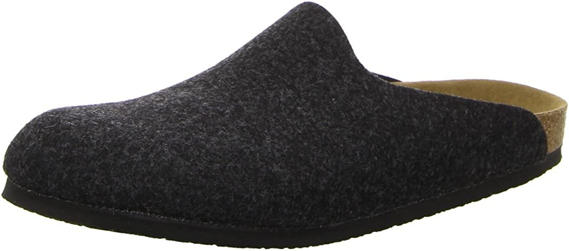 Birkenstock Amsterdam Wool Felt Slippers Mules Clogs Slip On Anthracite grey - Bartel-Shop