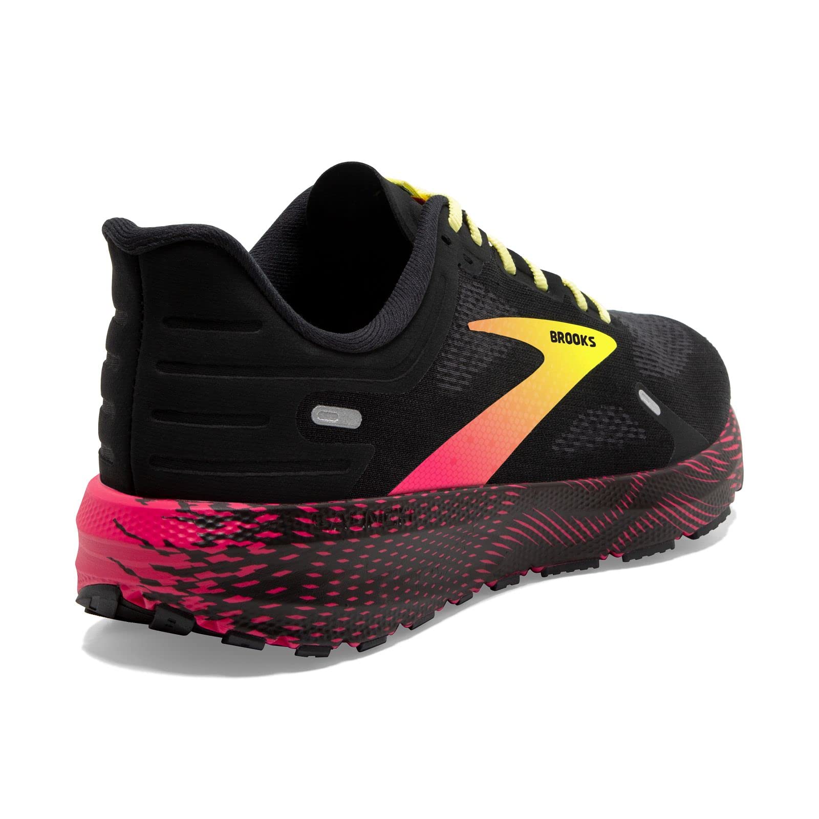 Brooks Launch 9 Men Road Running Shoes Black Pink Yellow Lightweight Cotton