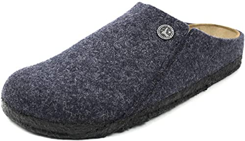 Birkenstock Zermatt Rivet Clogs Mules Slippers Sandals Felt Wool dark blue navy - Bartel-Shop