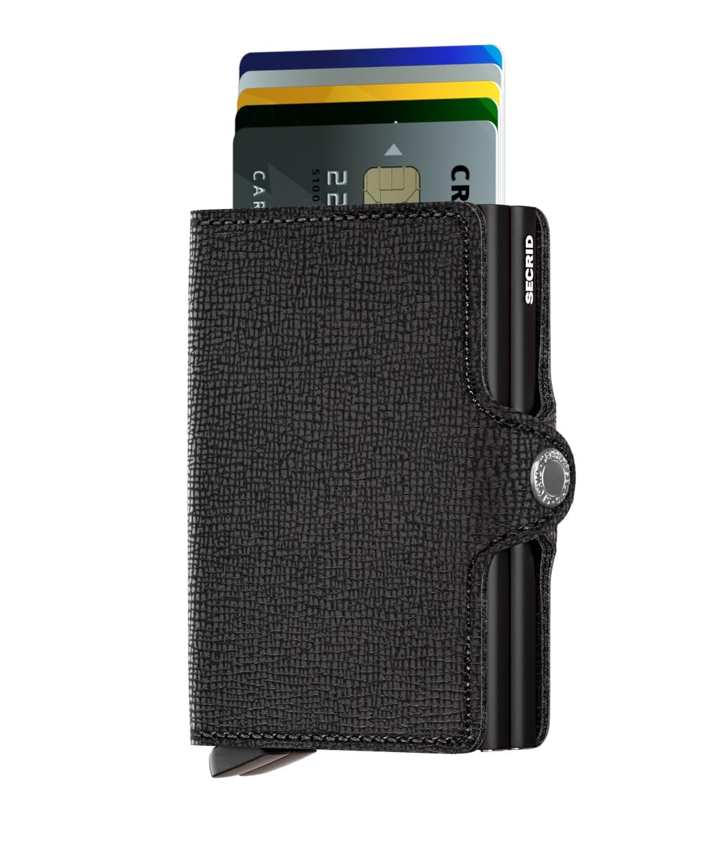 Secrid Twinwallet RFID Card Holder - Black Leather Wallet for Men & Women