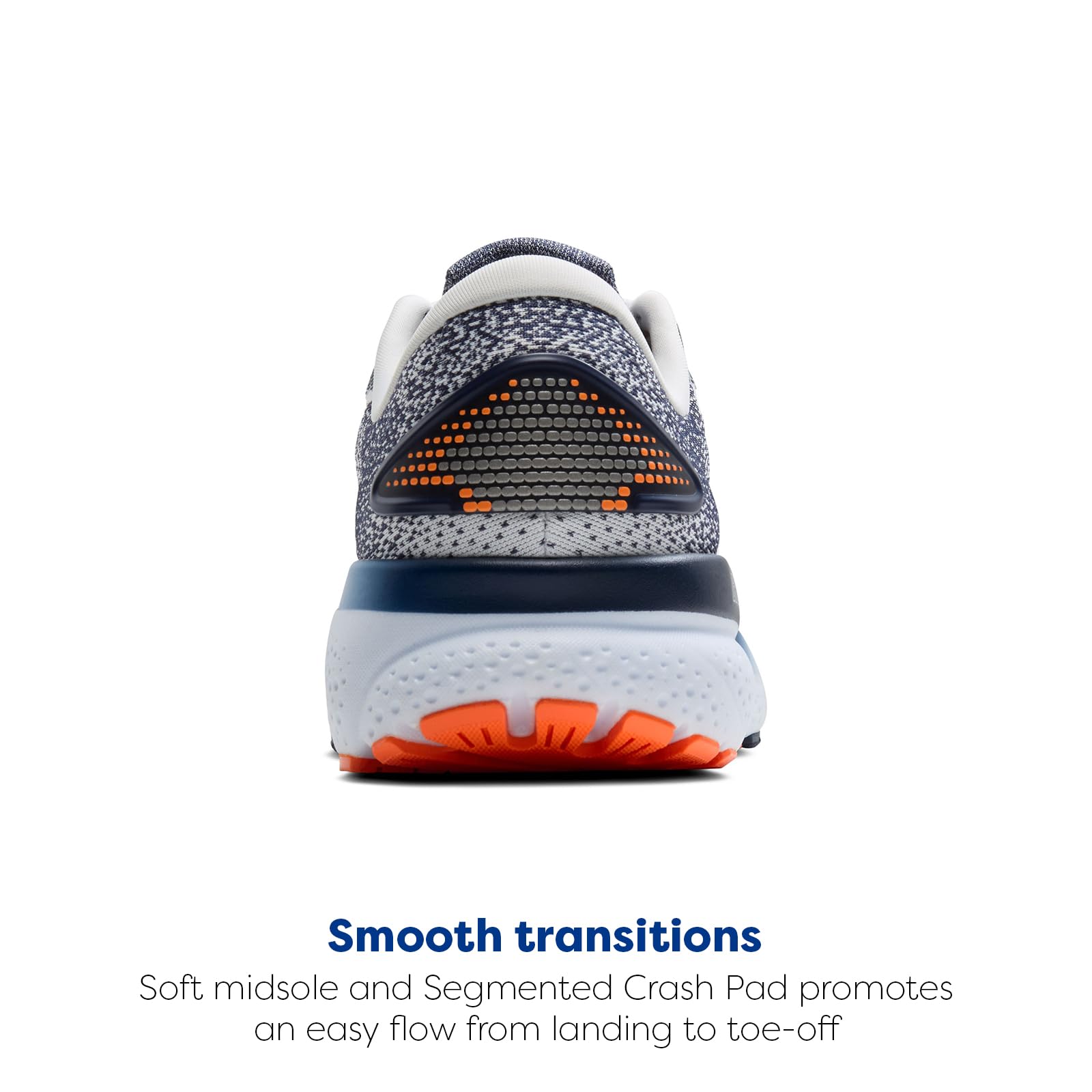 Brooks Ghost 16 Men Running Shoes White Peacoat Orange Rubber Diabetic-Friendly