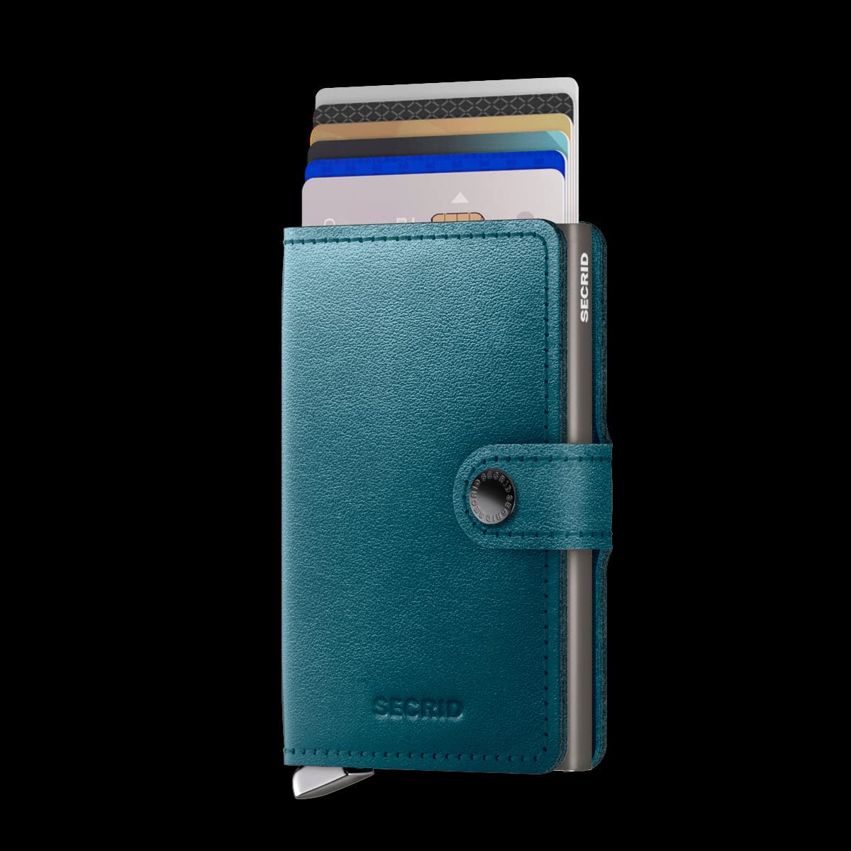 Secrid Miniwallet Premium RFID Wallet - Teal Leather Card Holder for Men & Women