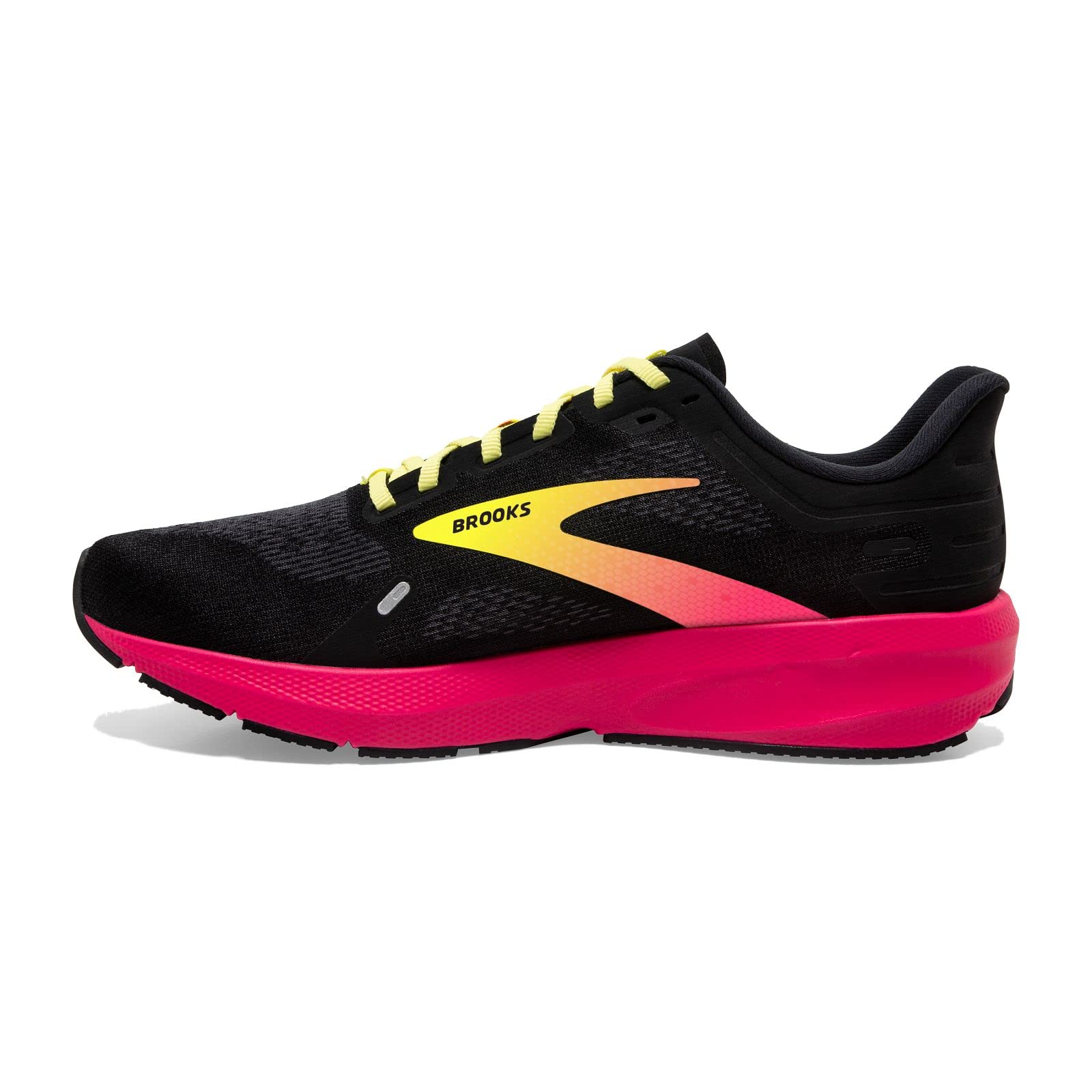 Brooks Launch 9 Men Road Running Shoes Black Pink Yellow Lightweight Cotton