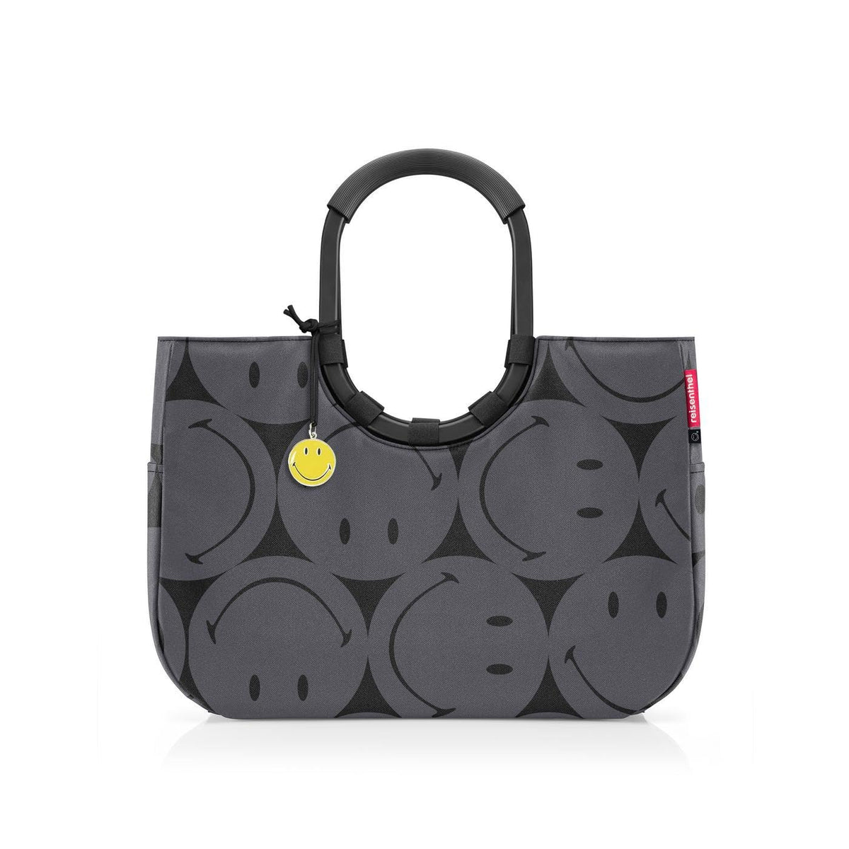 reisenthel loopshopper L Smiley Grey - Reusable Shopping Bag with Zip Pockets