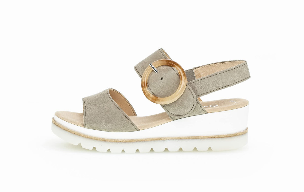 Gabor Women Sandals Green Suede Wedge Size 39 EU Cork Sole