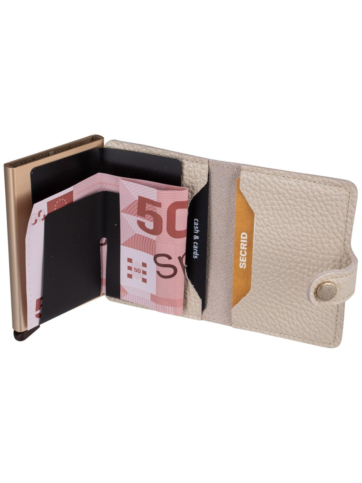 Secrid Pebble Mini Wallet Beige - Embossed Leather Small Purse for Women & Men