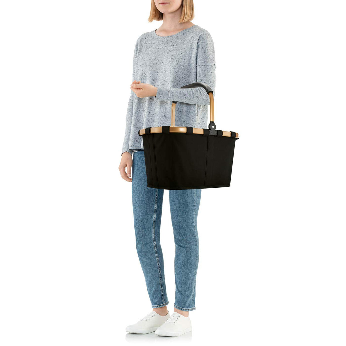 reisenthel Carrybag Shopping Basket - Reusable Polyester Tote in Frame Black Gold
