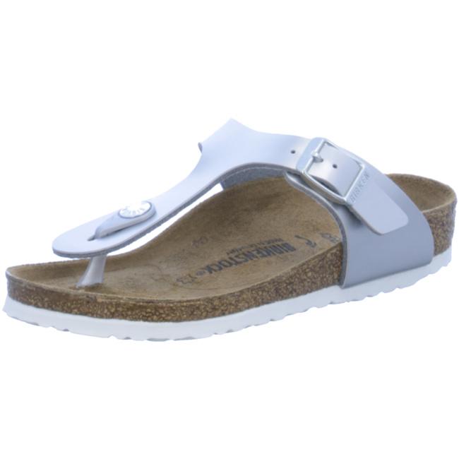 Birkenstock Gizeh Kids MF Metallic Silver Electric narrow Thongs Flip Flops - Bartel-Shop