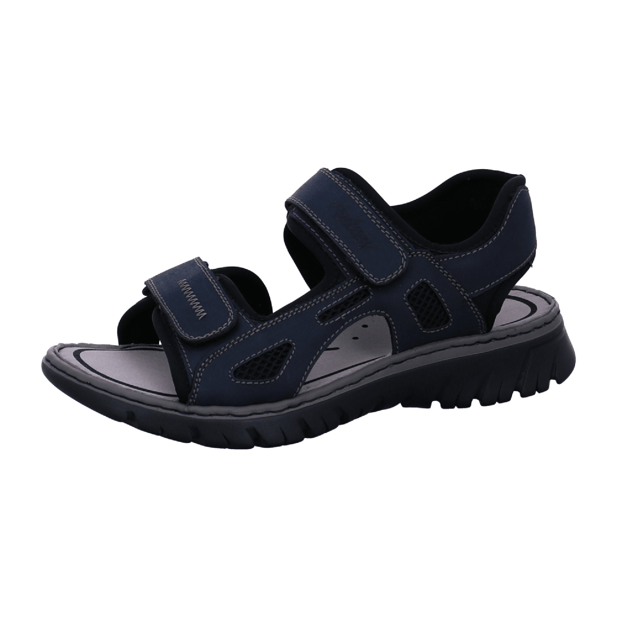 Rieker Blue Gray Trekking Sandals with Velcro Closure and Shock Absorbing Sole
