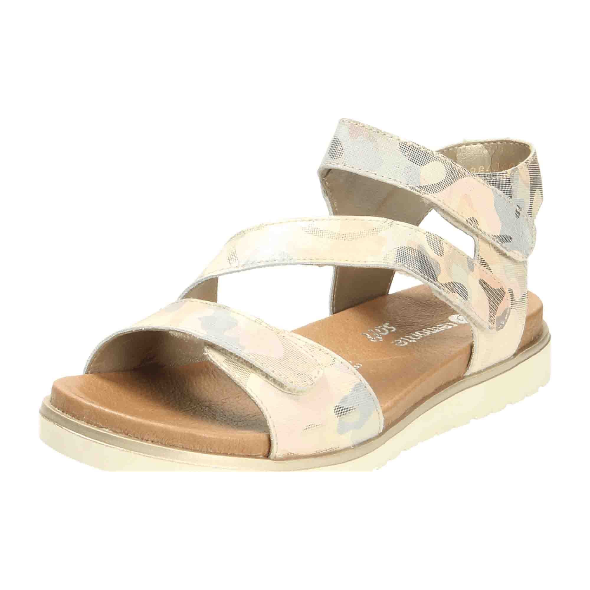 Remonte Women's Beige Sandals with Velcro Straps and Cushioned Footbed