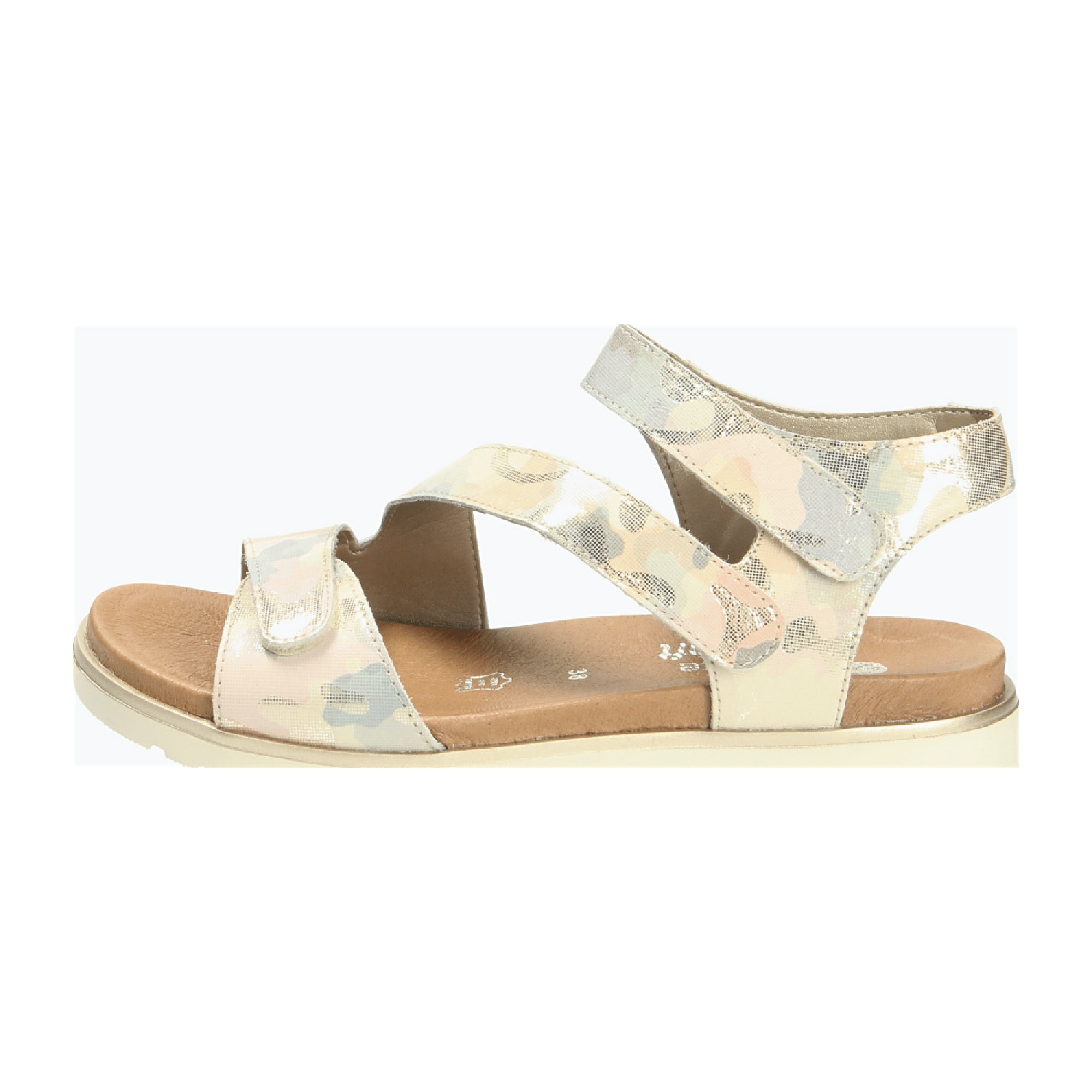 Remonte Women's Beige Sandals with Velcro Straps and Cushioned Footbed