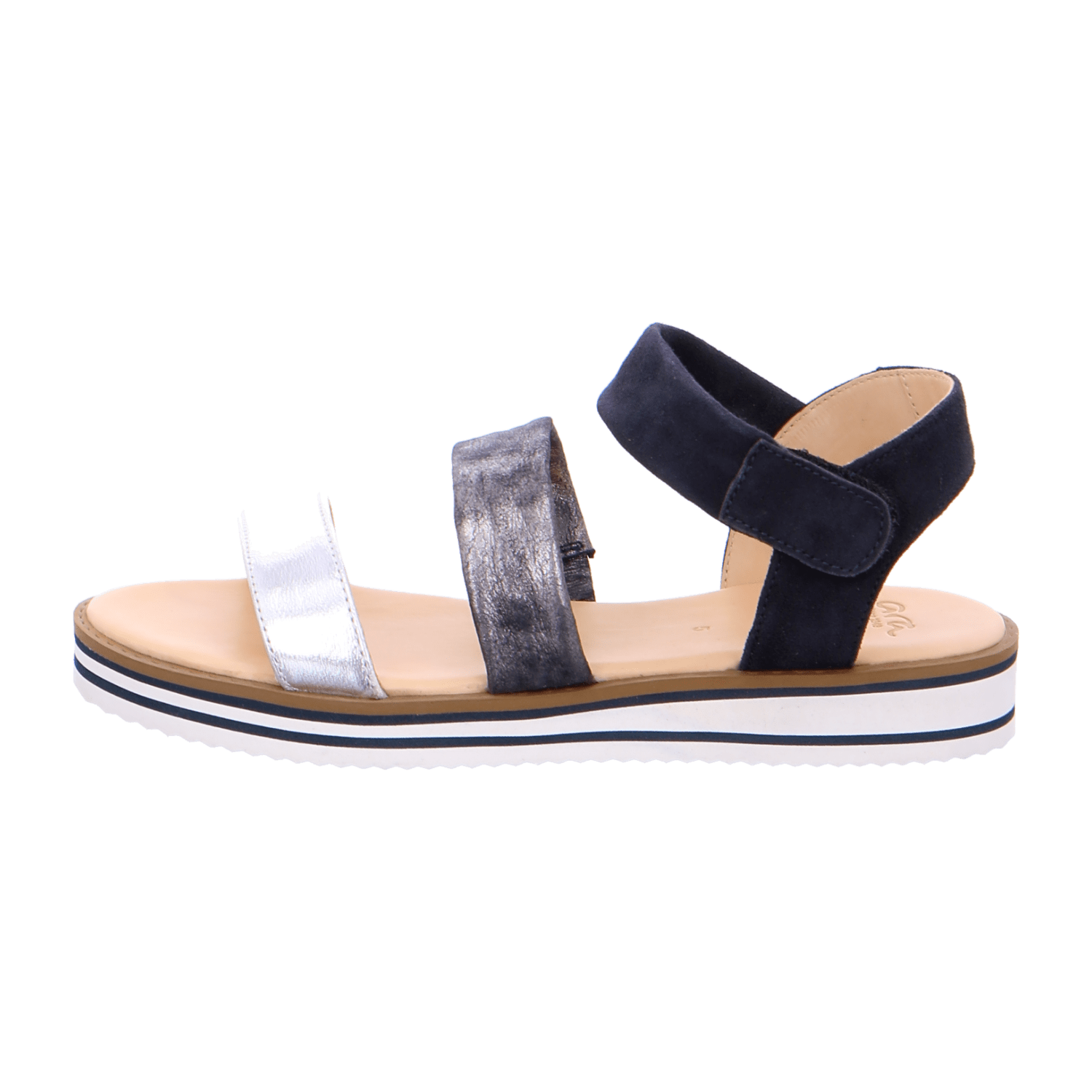 ARA Women's Ankle Strap Sandals in Blue Smooth Leather Open Toe - Bartel-Shop