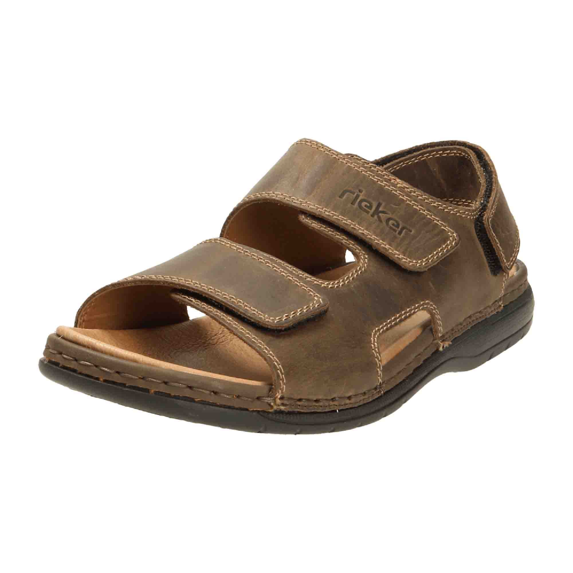 Rieker Comfortable Men's Brown Sandals with Velcro Closure